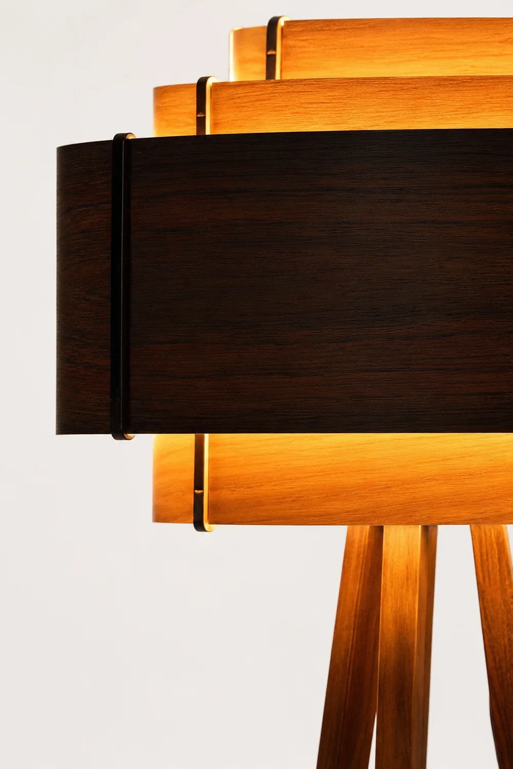 Ozawa Modern Cylinder Tripod Wood Floor Lamp, Brown - Lumpaz