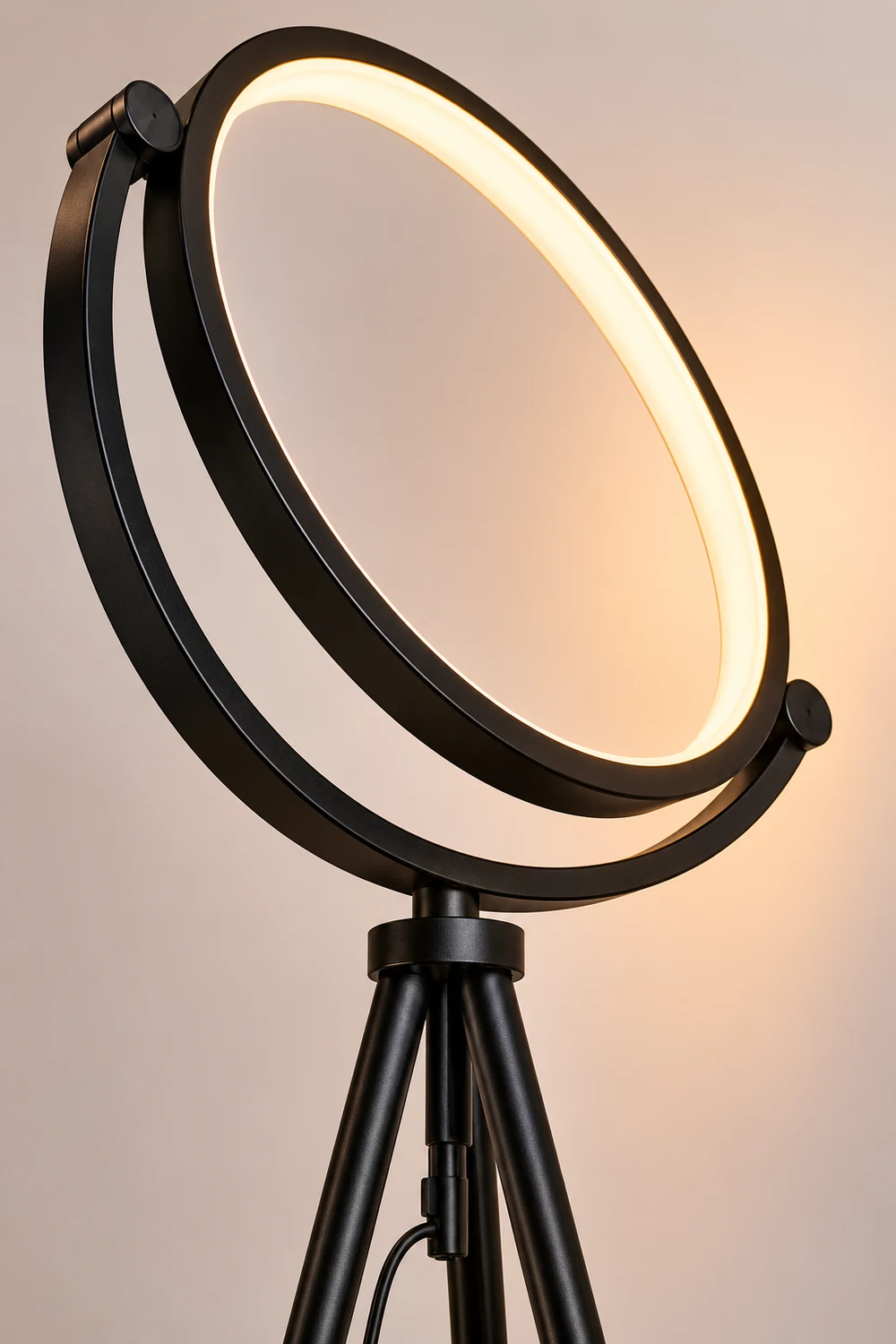 Salgado Modern Circle Tripod Metal Floor Lamp, Black/Gold - Lumpaz