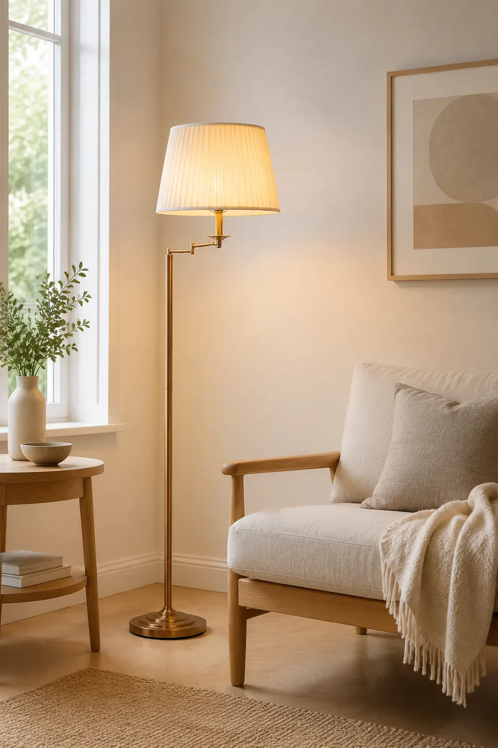 Eryn Modern Drum Cylinder Metal Fabric Floor Lamp,Brass - Lumpaz