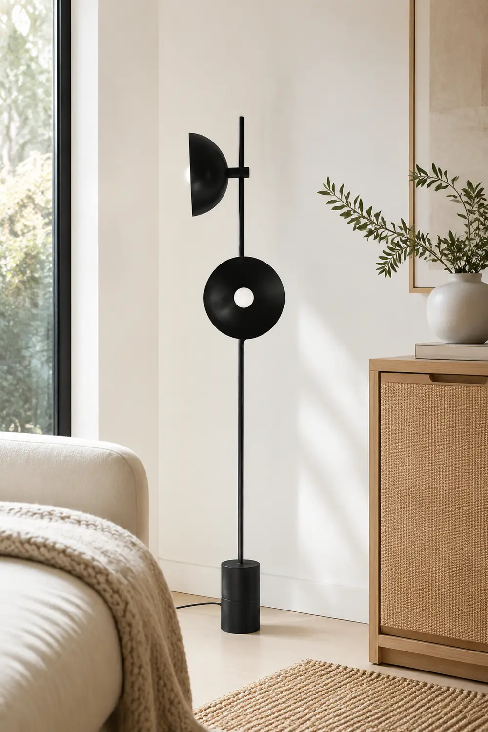 Salgado Modern Dome 2 lights Metal Floor Lamp,Black - Lumpaz