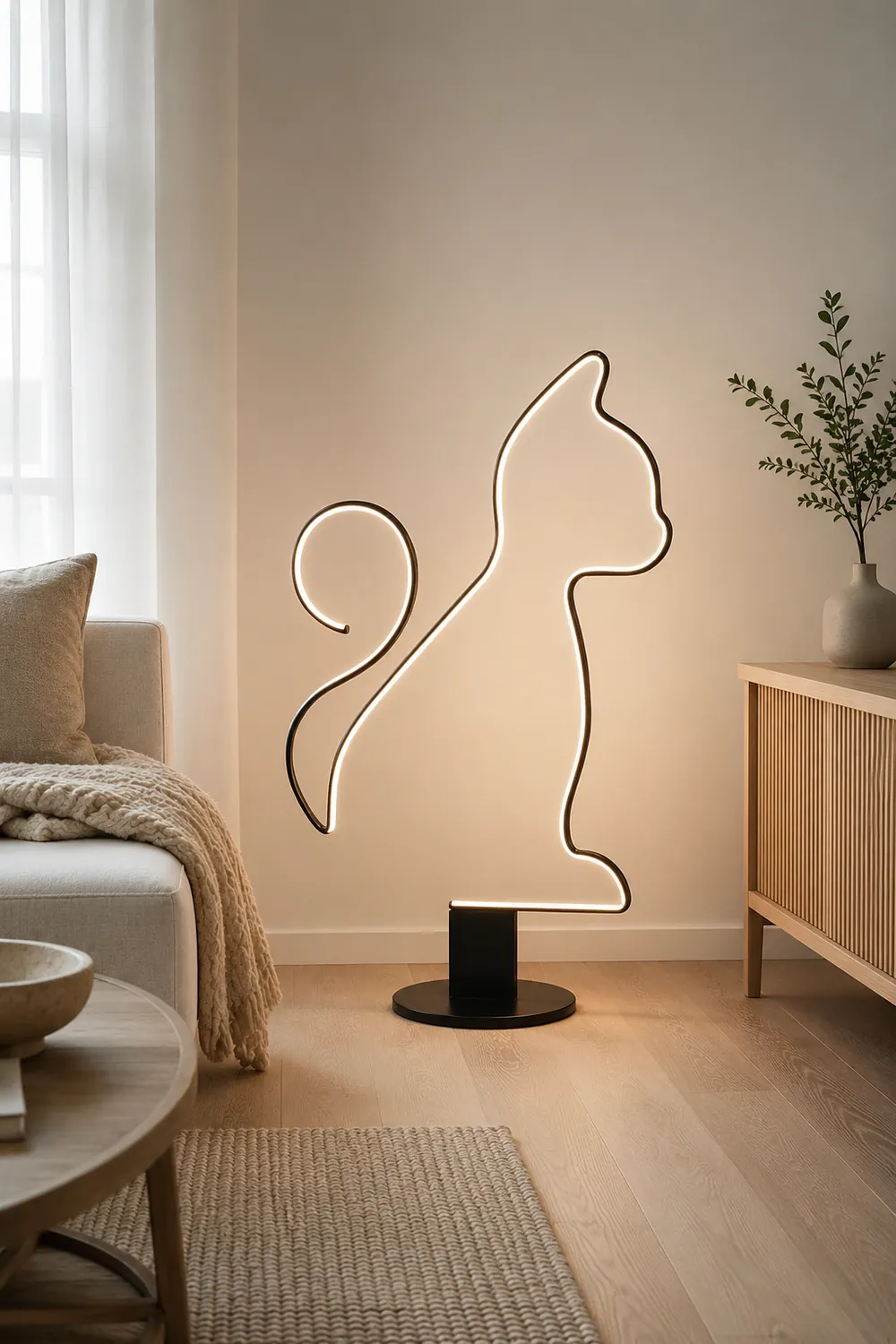 Edge Modern Cat/Dog  Linear Metal Acrylic Floor Lamp - Lumpaz