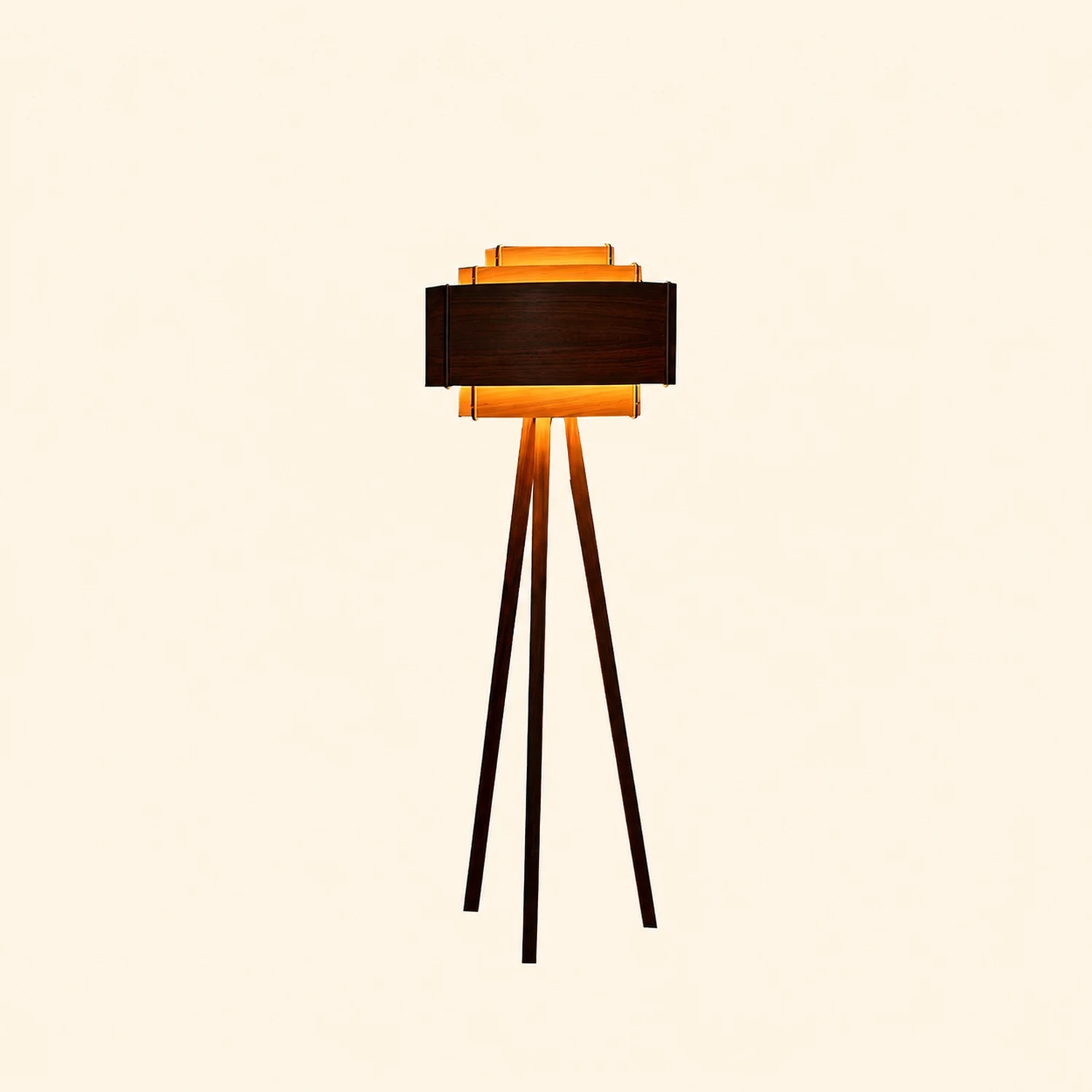 Ozawa Modern Cylinder Tripod Wood Floor Lamp, Brown - Lumpaz