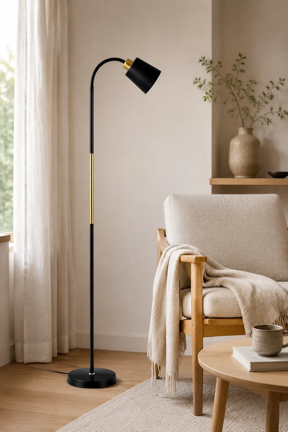 Morandi Modern Simple Floor Lamp, Metal, Black/White - Lumpaz