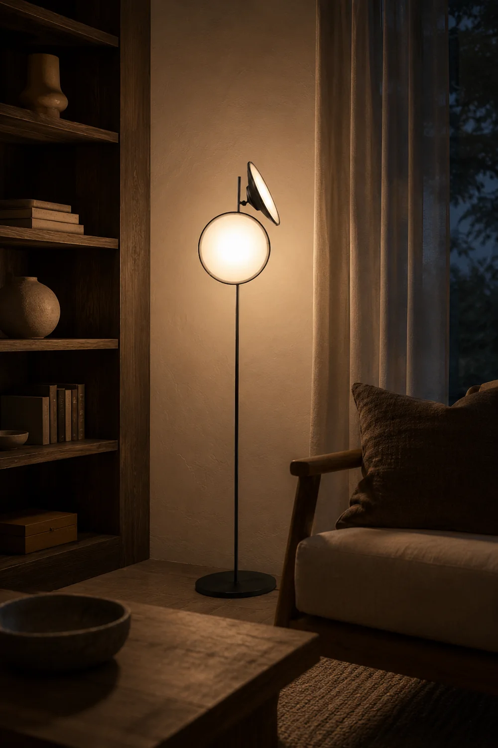 Salgado Trumpet Floor Lamp, Metal, Black, Living Room/Bedroom - Lumpaz