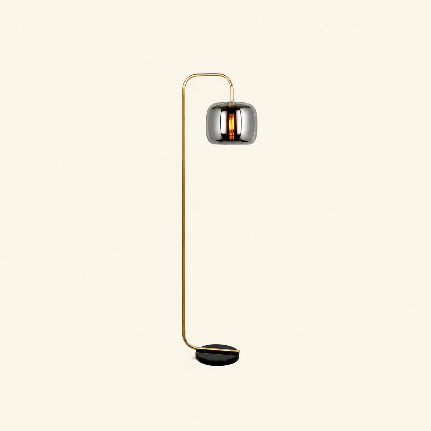 Hailie Minimalist Modern Arc Smoky Gray Metal/Glass Floor Lamp - Lumpaz