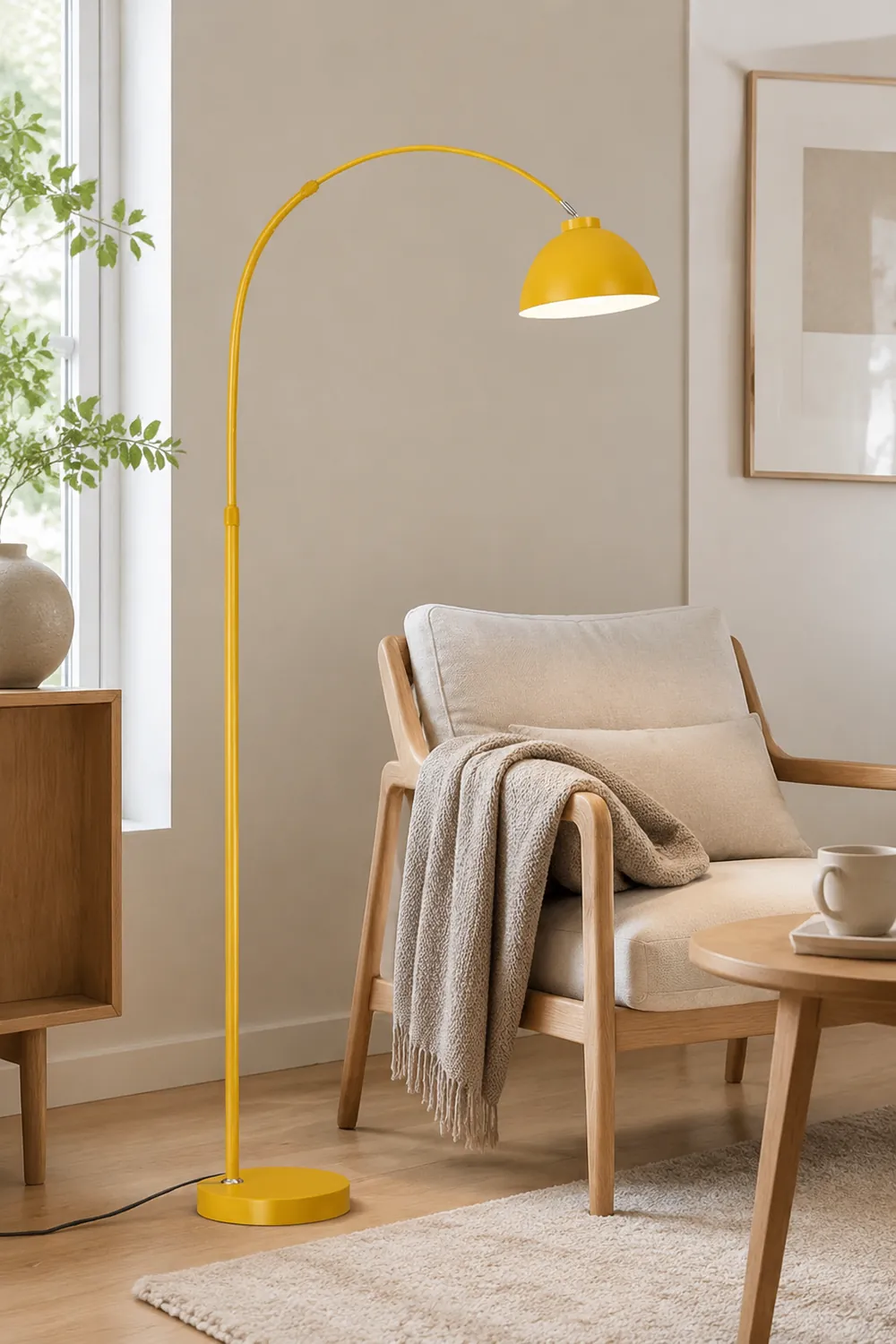 Morandi Modern Arc Metal Floor Lamp, Black/Red/Yellow - Lumpaz