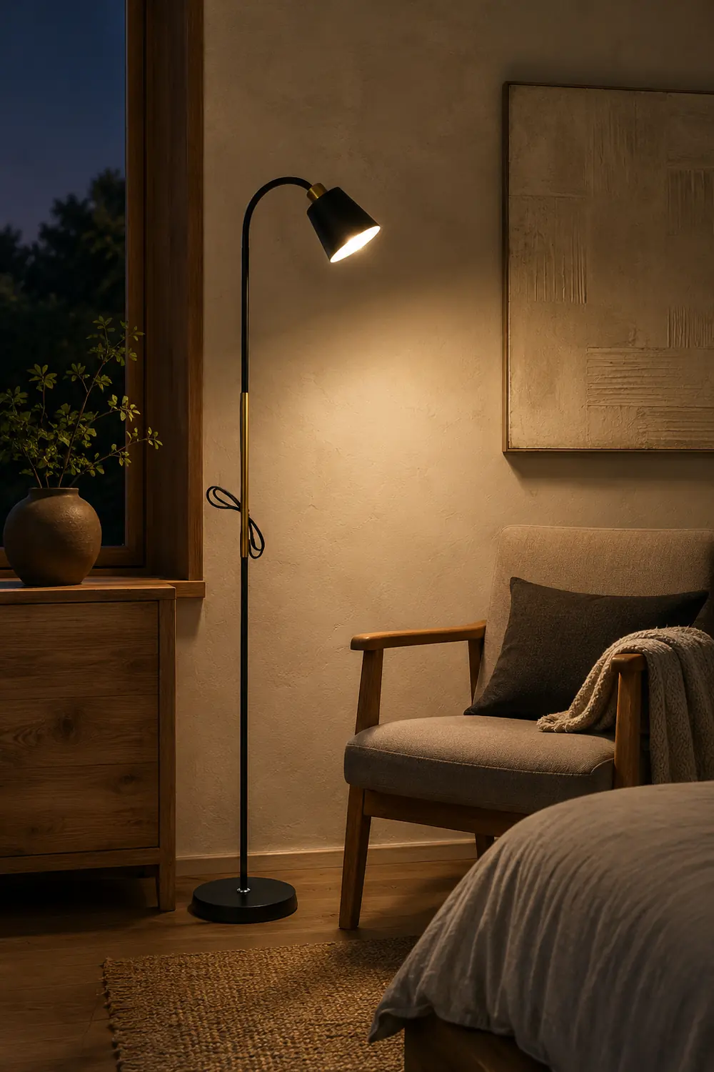 Morandi Modern Simple Floor Lamp, Metal, Black/White - Lumpaz