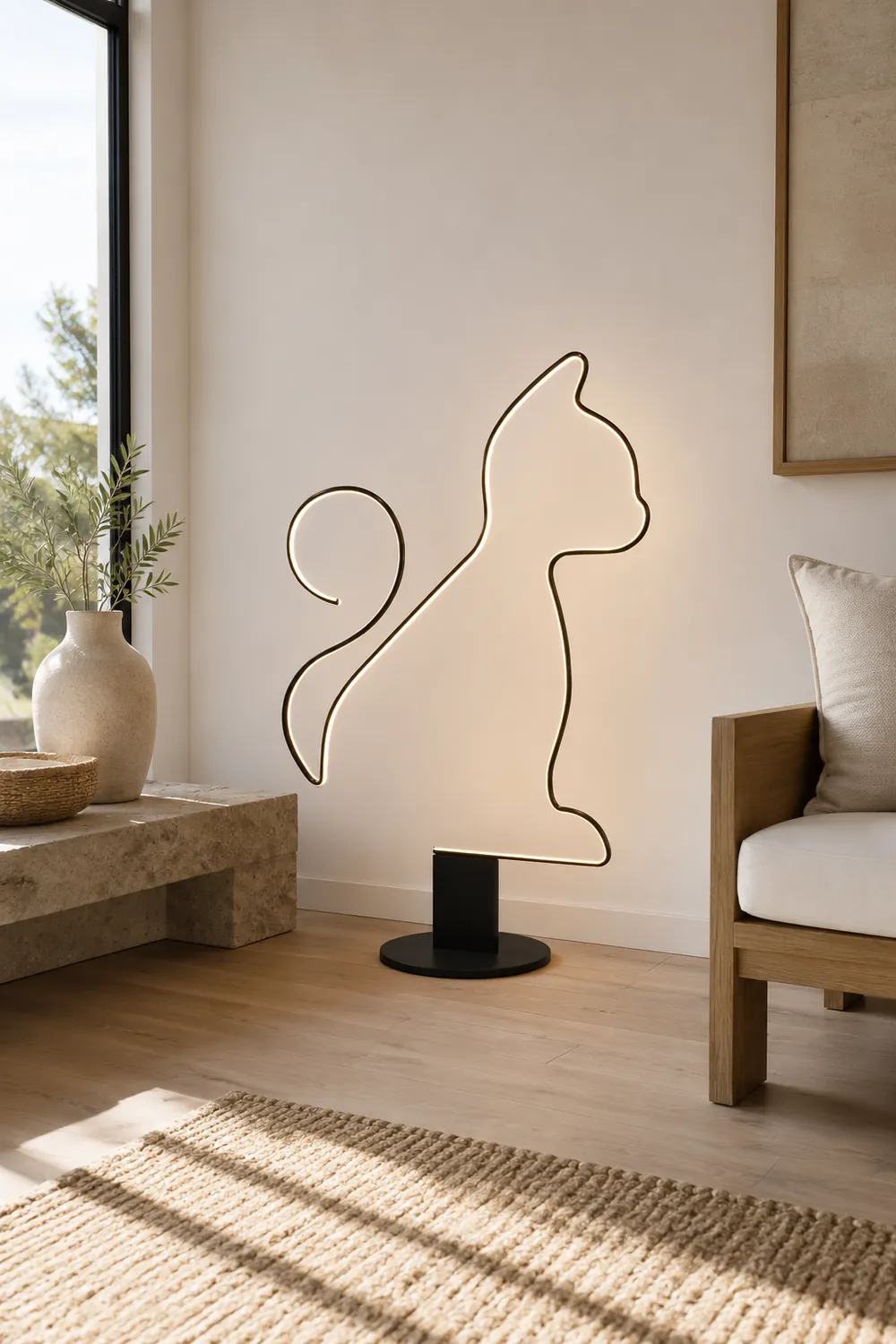 Edge Modern Cat/Dog  Linear Metal Acrylic Floor Lamp - Lumpaz
