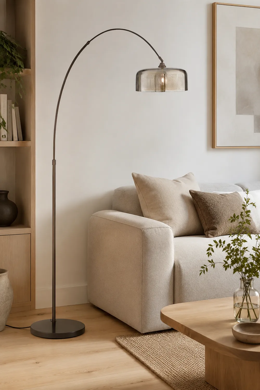 Salgado Modern Arch Cylinder Metal Floor Lamp, Black - Lumpaz