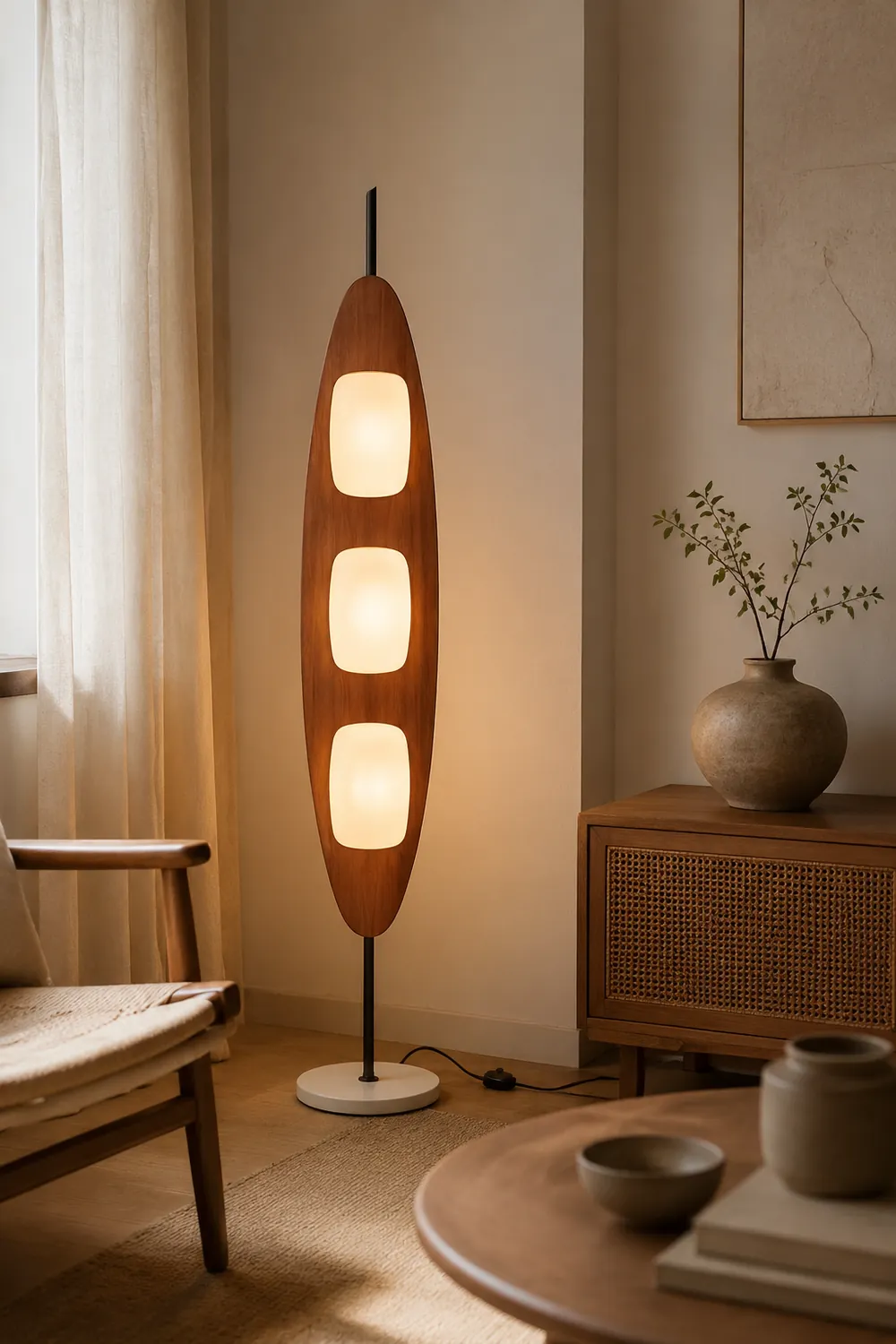 Salgado Leaf Shape Floor Lamp, Metal&Aryclic,Brown - Lumpaz