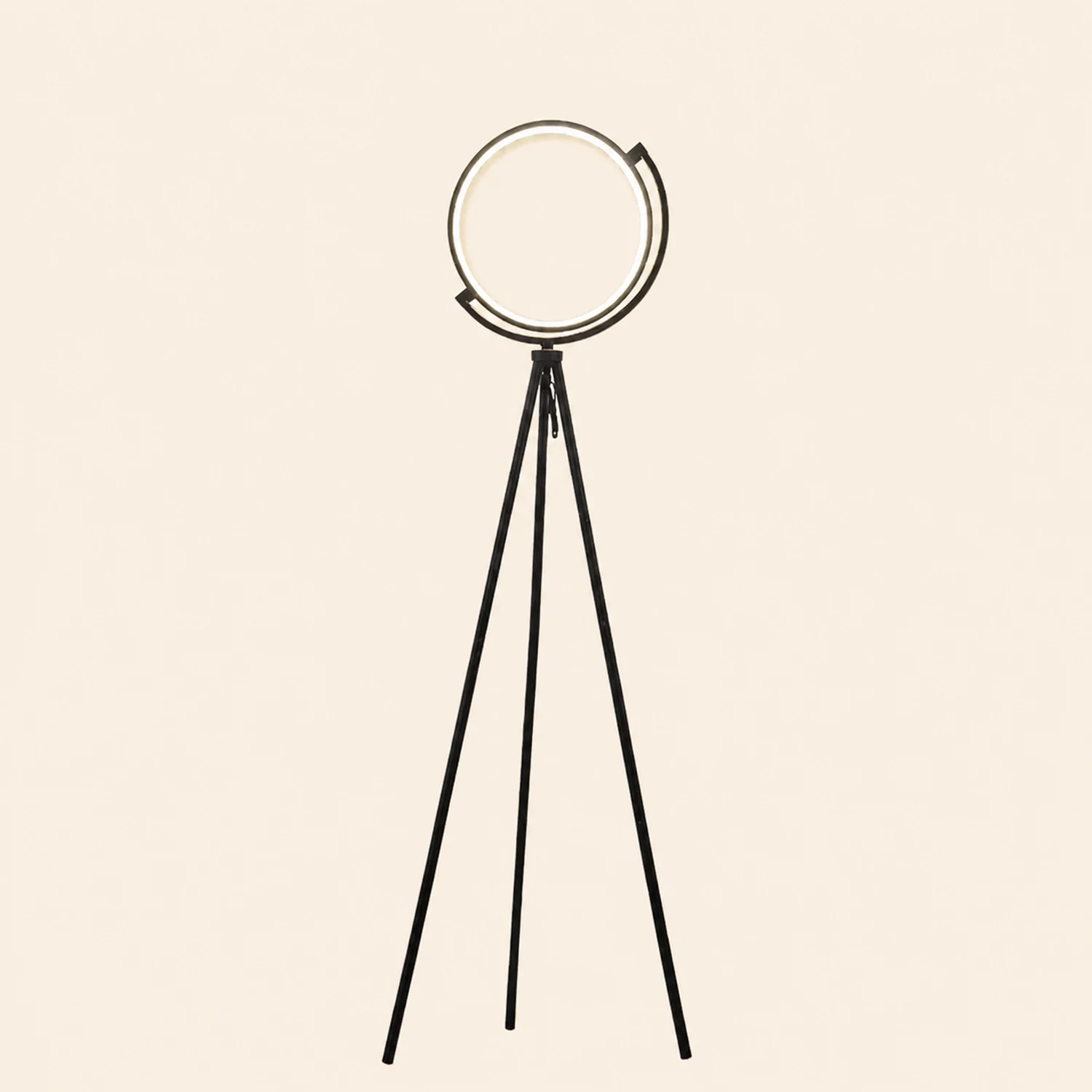 Salgado Modern Circle Tripod Metal Floor Lamp, Black/Gold - Lumpaz