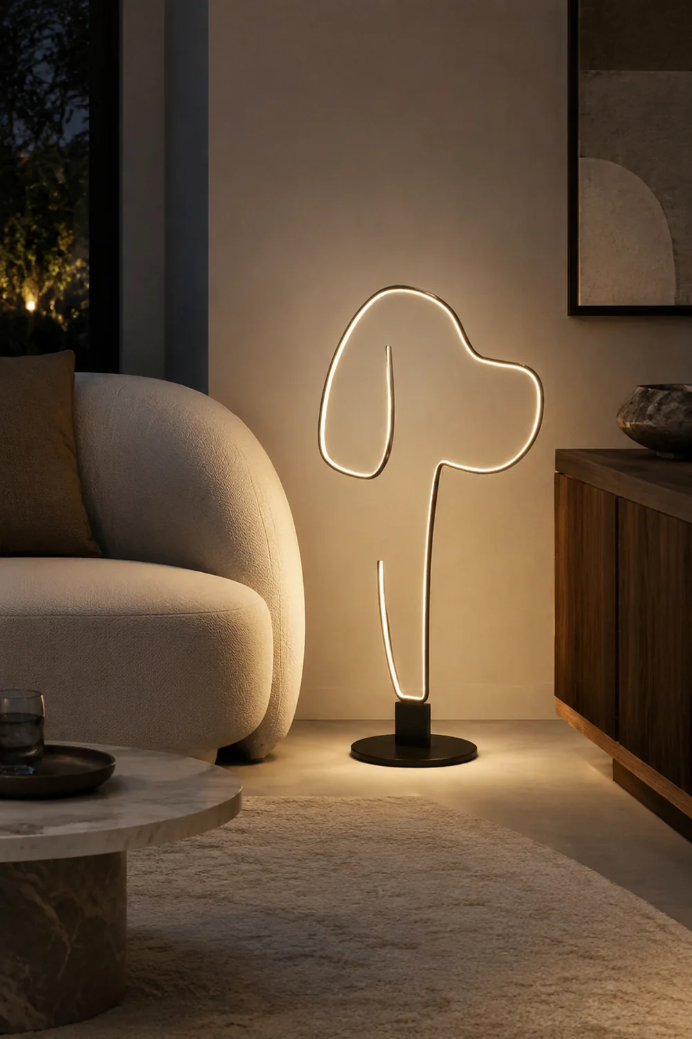 Edge Modern Cat/Dog  Linear Metal Acrylic Floor Lamp - Lumpaz