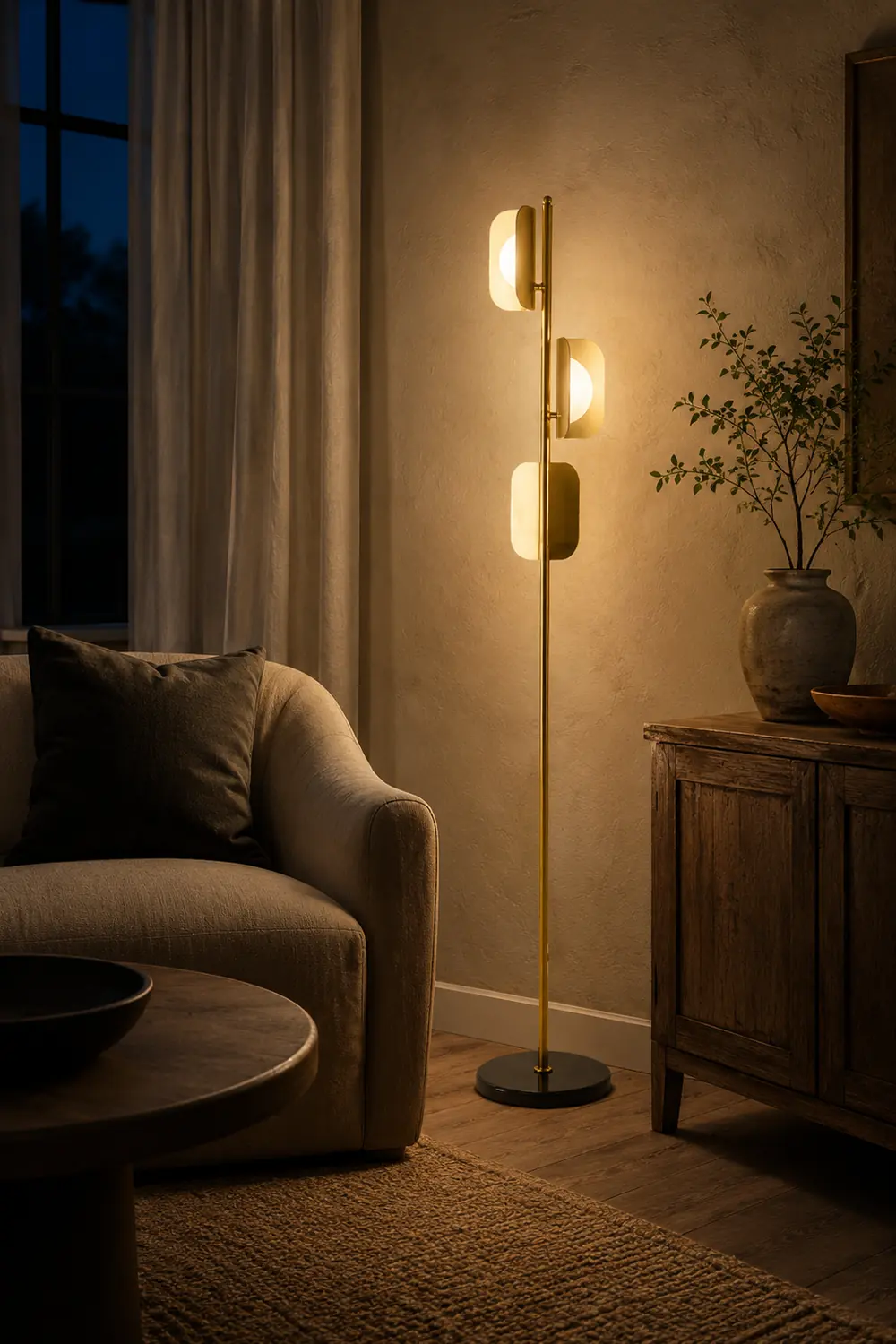 Salgado Simple Gold Floor Lamp, Metal, Living room - Lumpaz