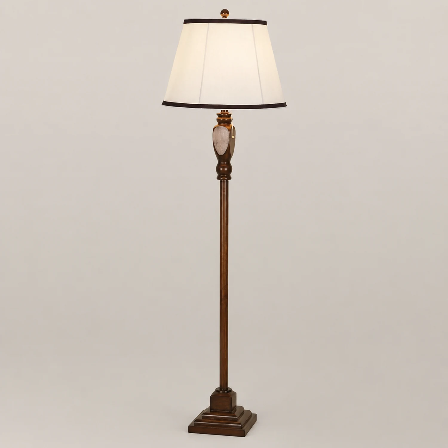 Eryn Retro Drum Fabric Metal Floor Lamp, Beige/Khaki - Lumpaz