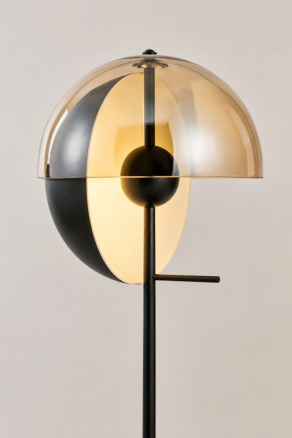 Salgado Modern Geometric Metal Glass Floor Lamp, Black/Amber - Lumpaz
