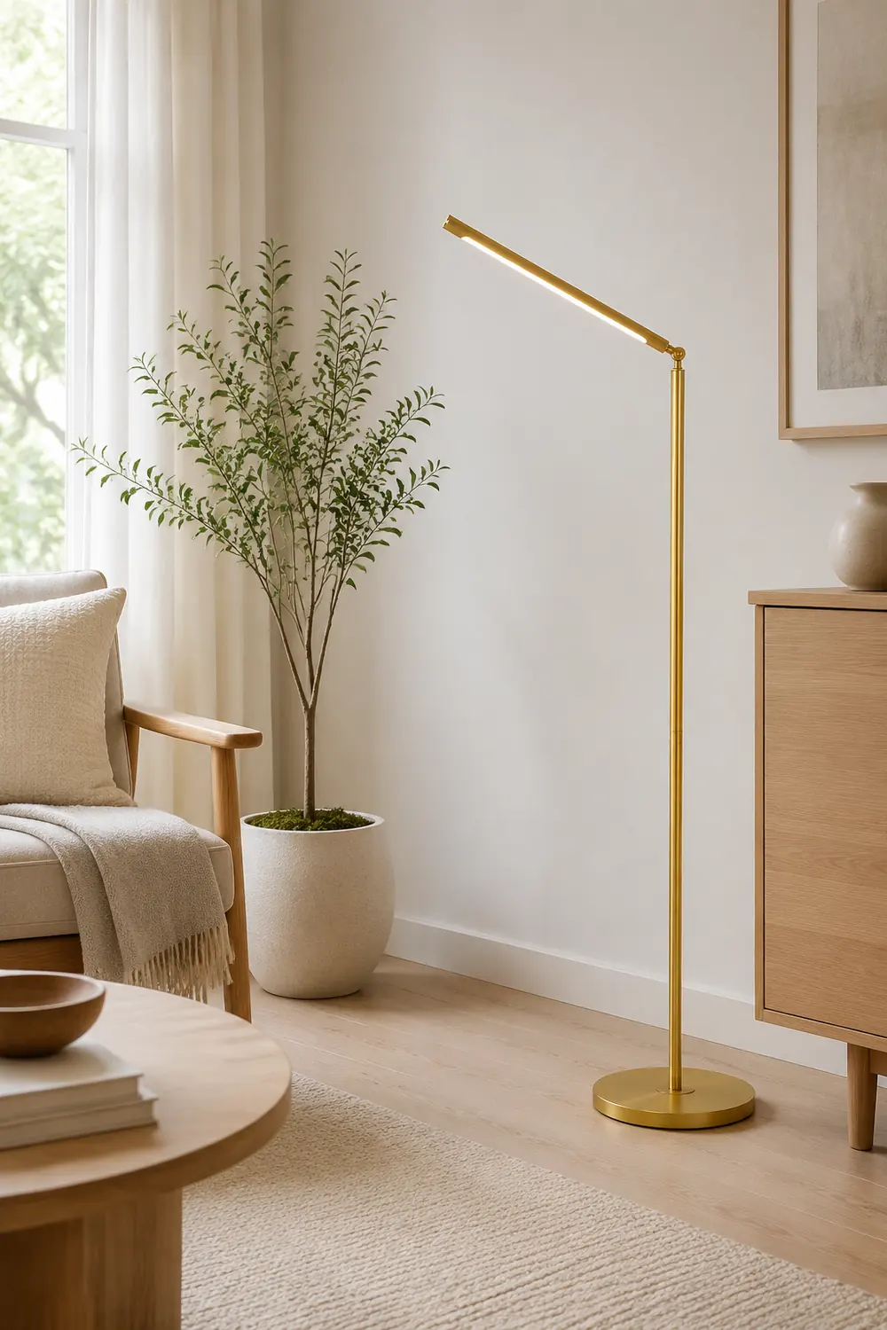 Edge Modern Linear Metal Acrylic Floor Lamp,Gold - Lumpaz