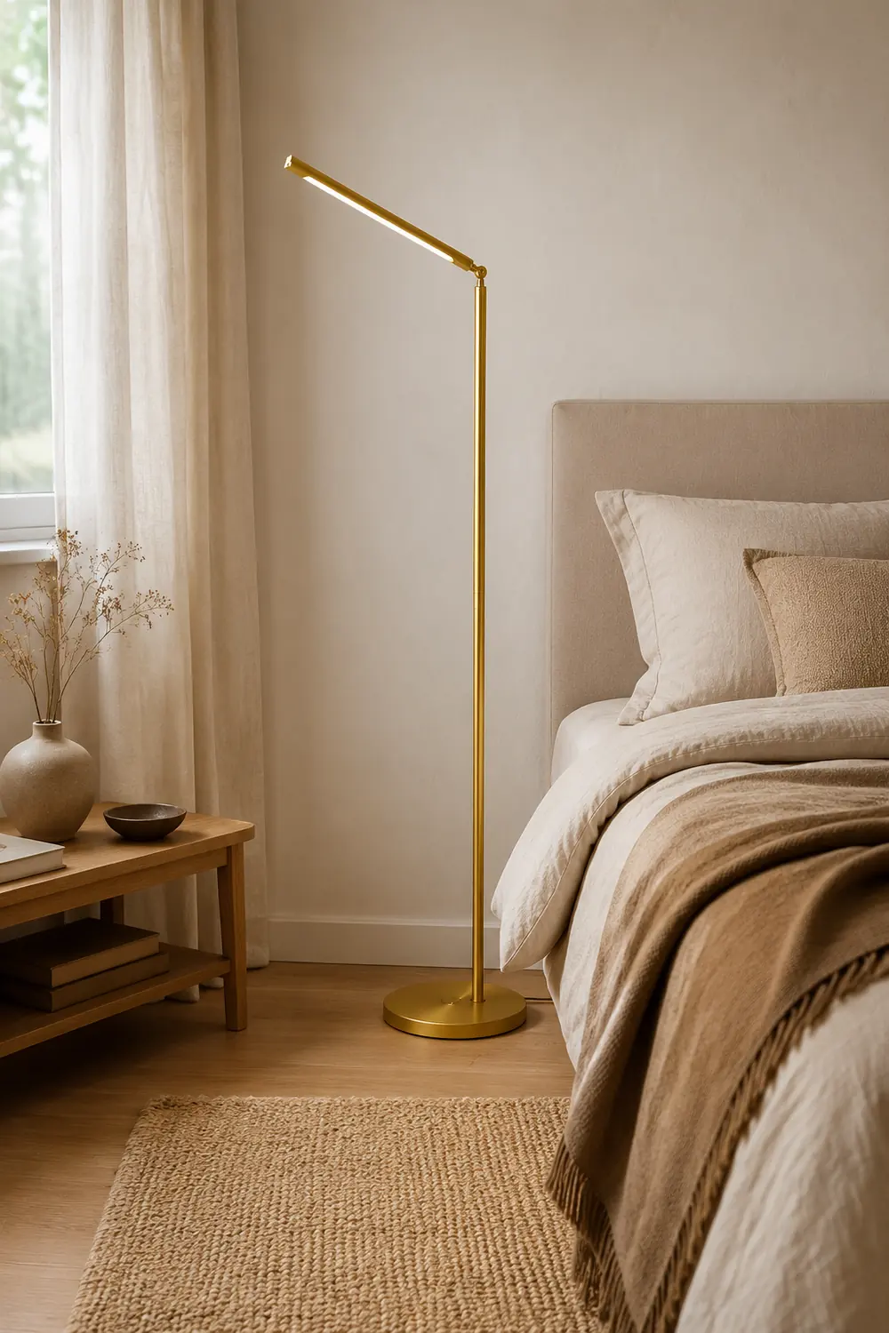 Edge Modern Linear Metal Acrylic Floor Lamp,Gold - Lumpaz