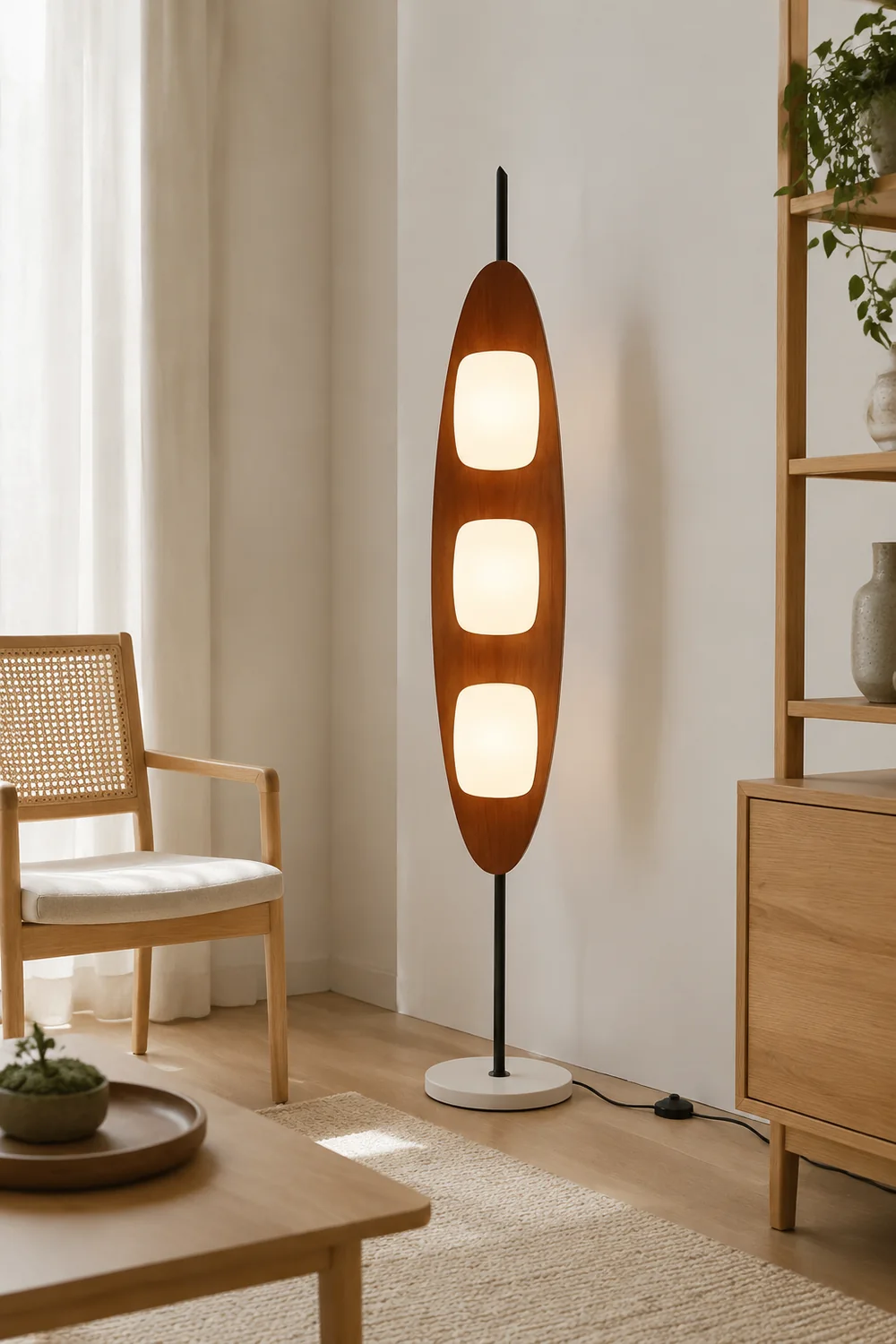 Salgado Leaf Shape Floor Lamp, Metal&Aryclic,Brown - Lumpaz