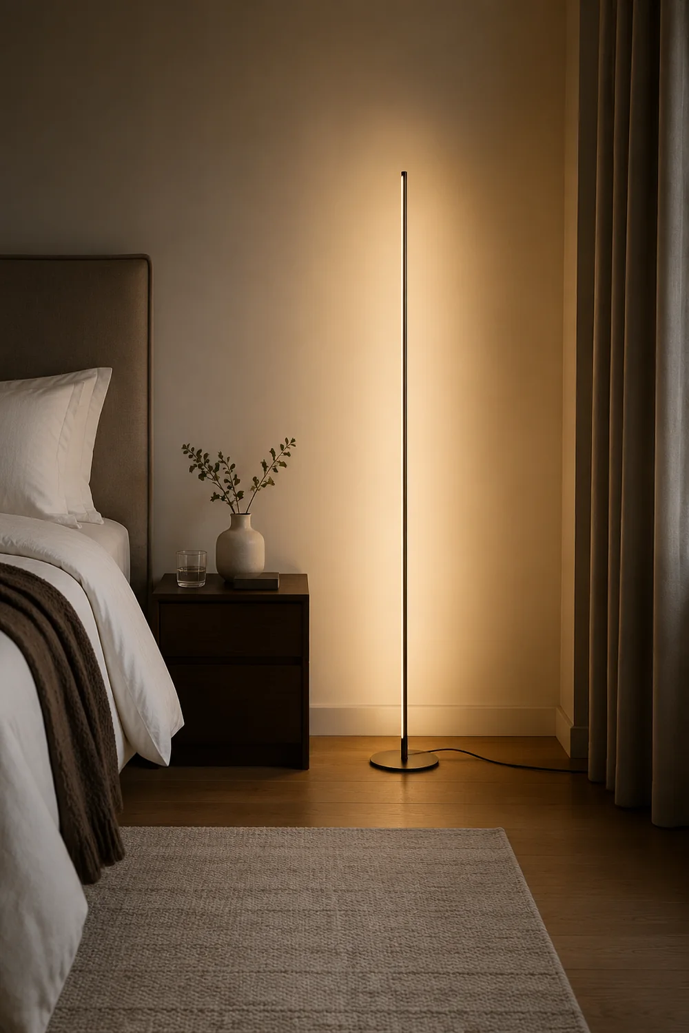 Edge Modern Minimalist Linear Floor Lamp, Metal/Silica Gel, Living Room - Lumpaz