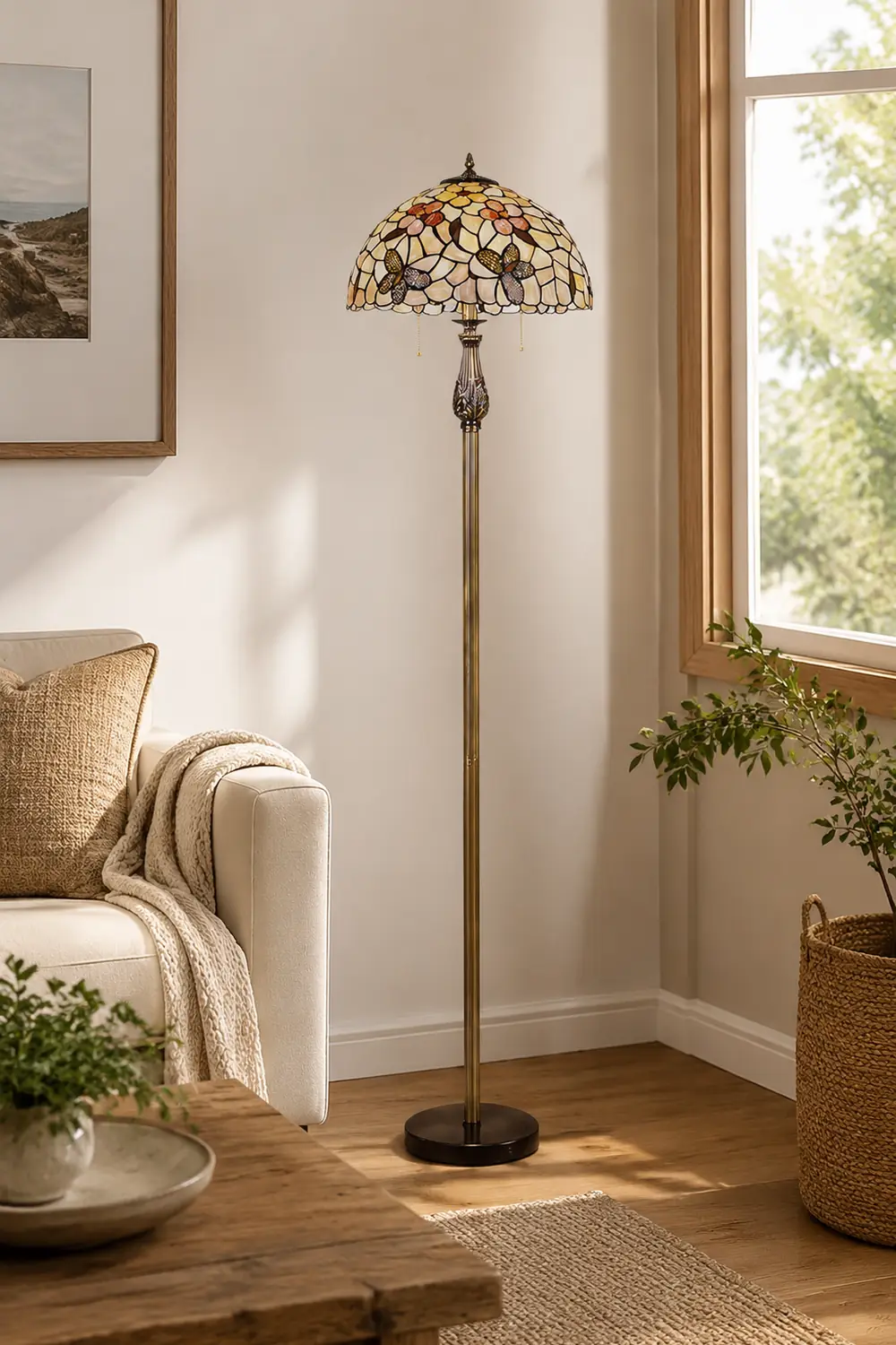 Alessio Vintage Butterfly Flower Metal Floor Lamp, Colorful - Lumpaz