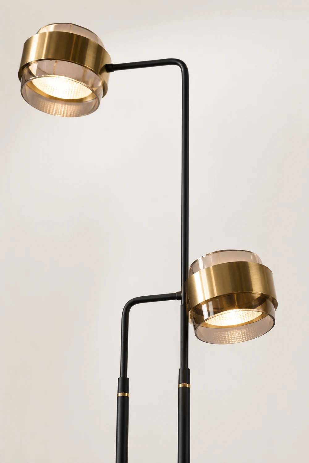 Salgado Modern Double Head Metal Glass Floor Lamp, Black - Lumpaz