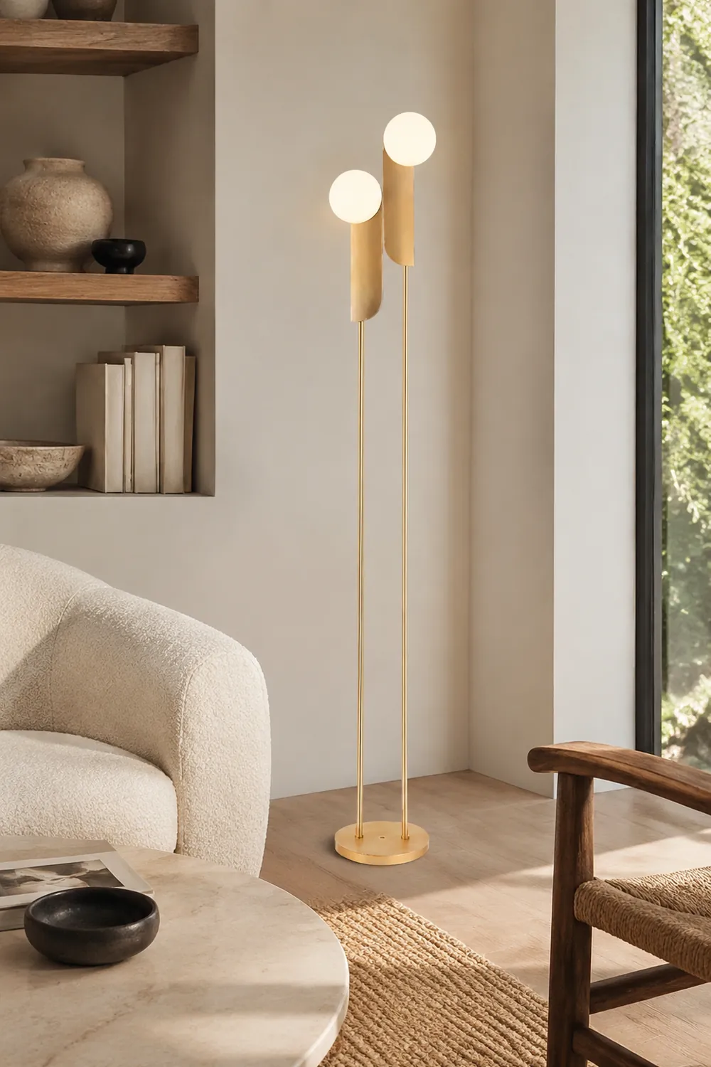 Salgado Minimalist Gold Floor Lamp, Metal, Living room - Lumpaz