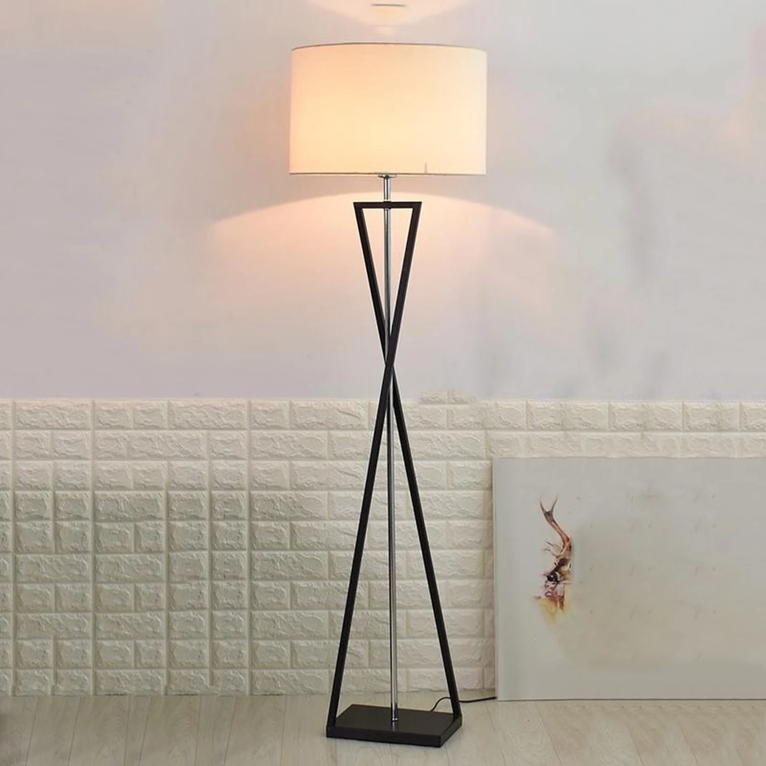 Eryn Retro Cylinder Tripod Metal  Fabric Multi Color Floor Lamp - Lumpaz