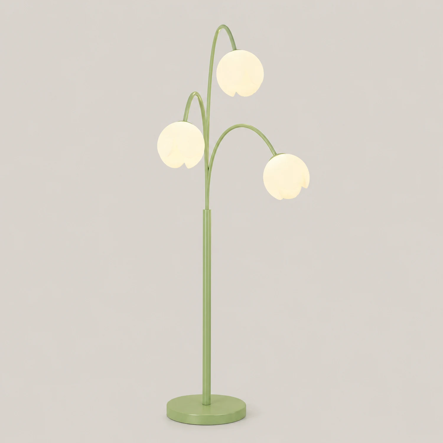 Lily Nordic 3 Lights Flower Metal Glass Floor Lamp,Green Pink - Lumpaz