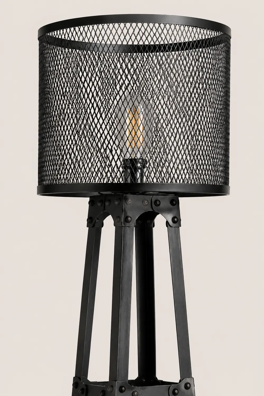 Alessio Modern Cylinder Mesh Screen Metal Floor Lamp, Black - Lumpaz