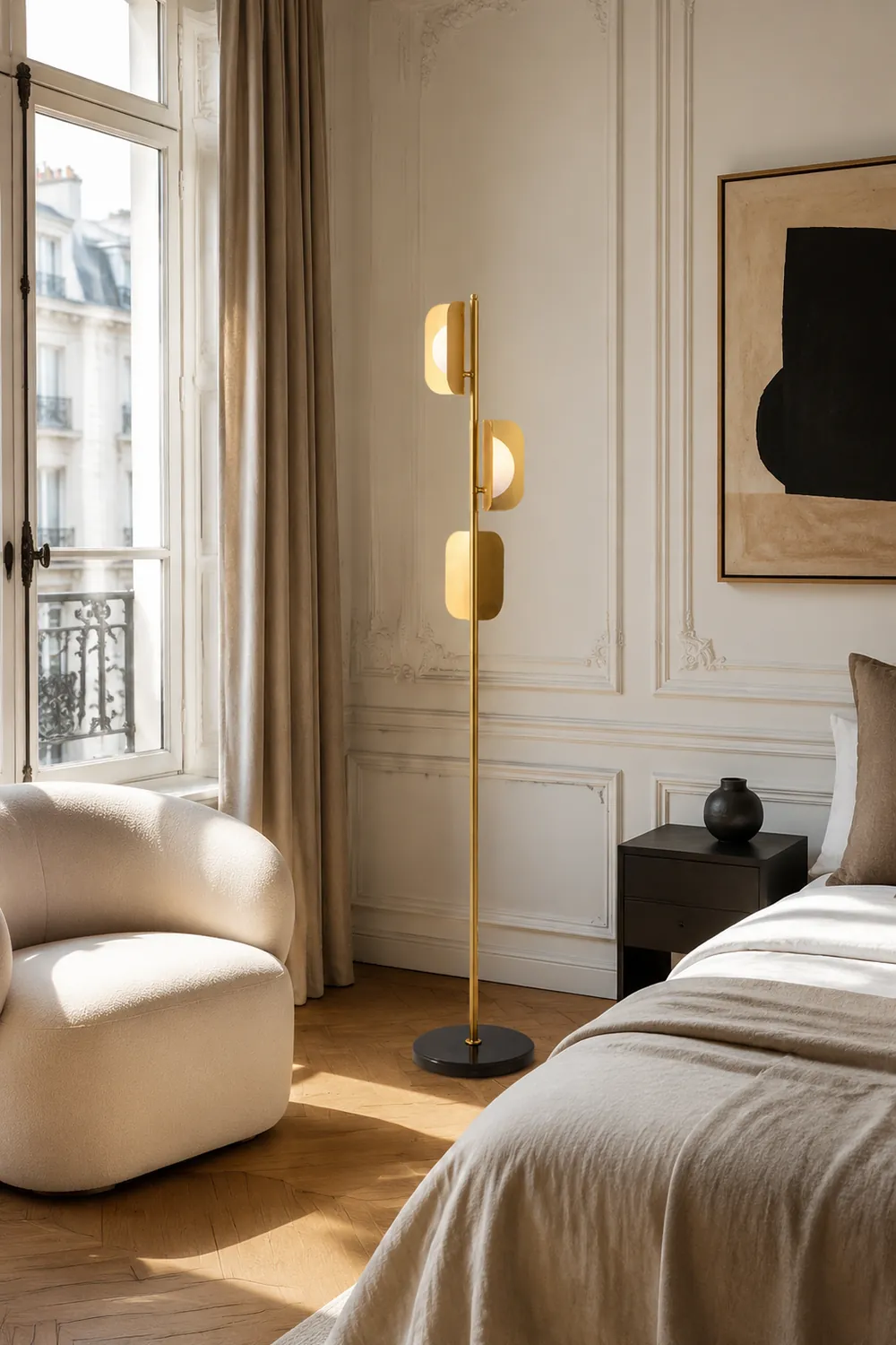 Salgado Simple Gold Floor Lamp, Metal, Living room - Lumpaz