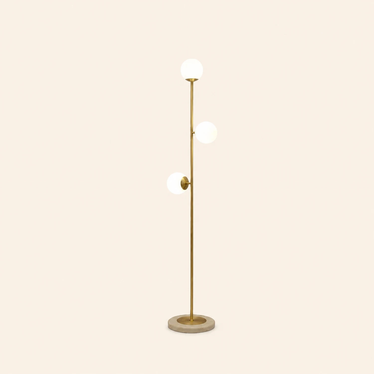 Valentina Modern Globe Brass/Glass Floor Lamp, 3 Heads - Lumpaz