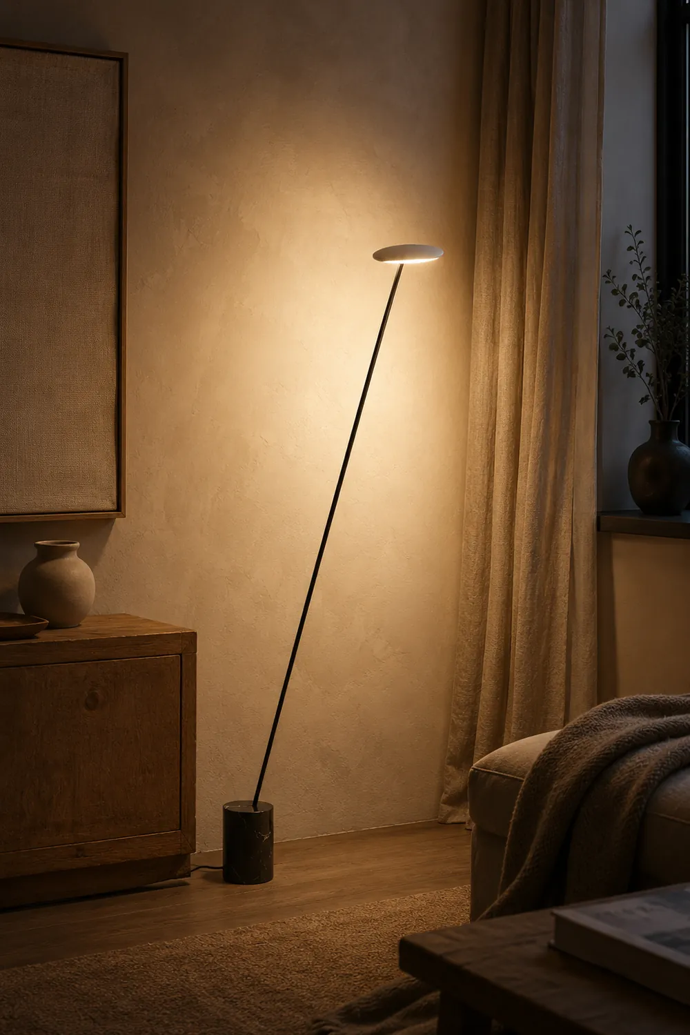 Valentina Nordic LED Floor Lamp, Black&White, Metal&Marble - Lumpaz