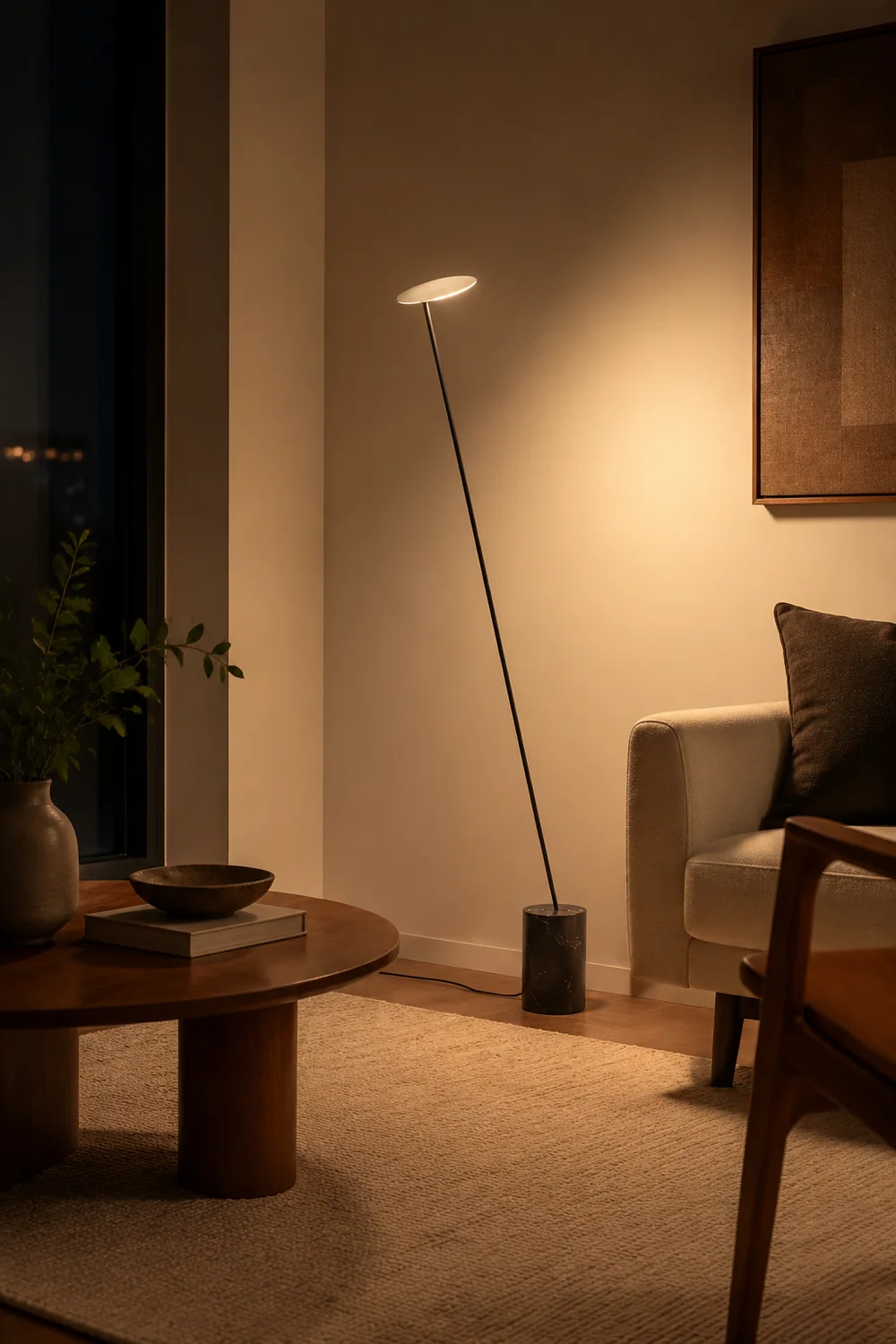 Valentina Nordic LED Floor Lamp, Black&White, Metal&Marble - Lumpaz