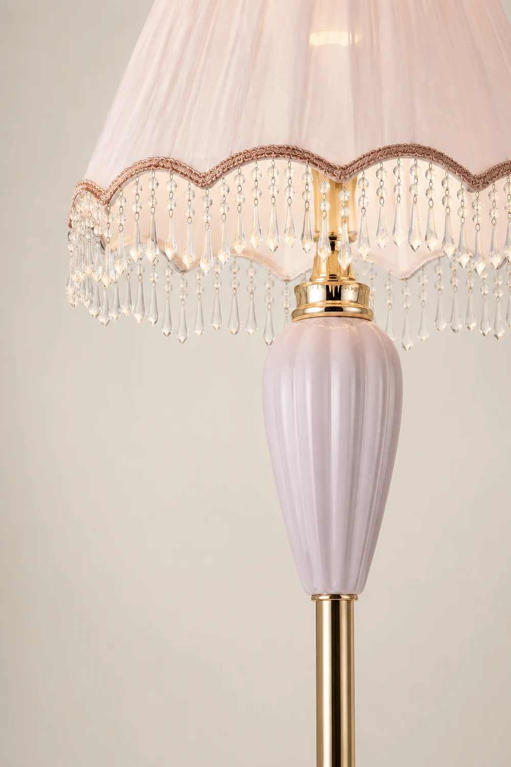 Eryn Vintage Ceramic Fabric Floor Lamp, Blue/Pink - Lumpaz