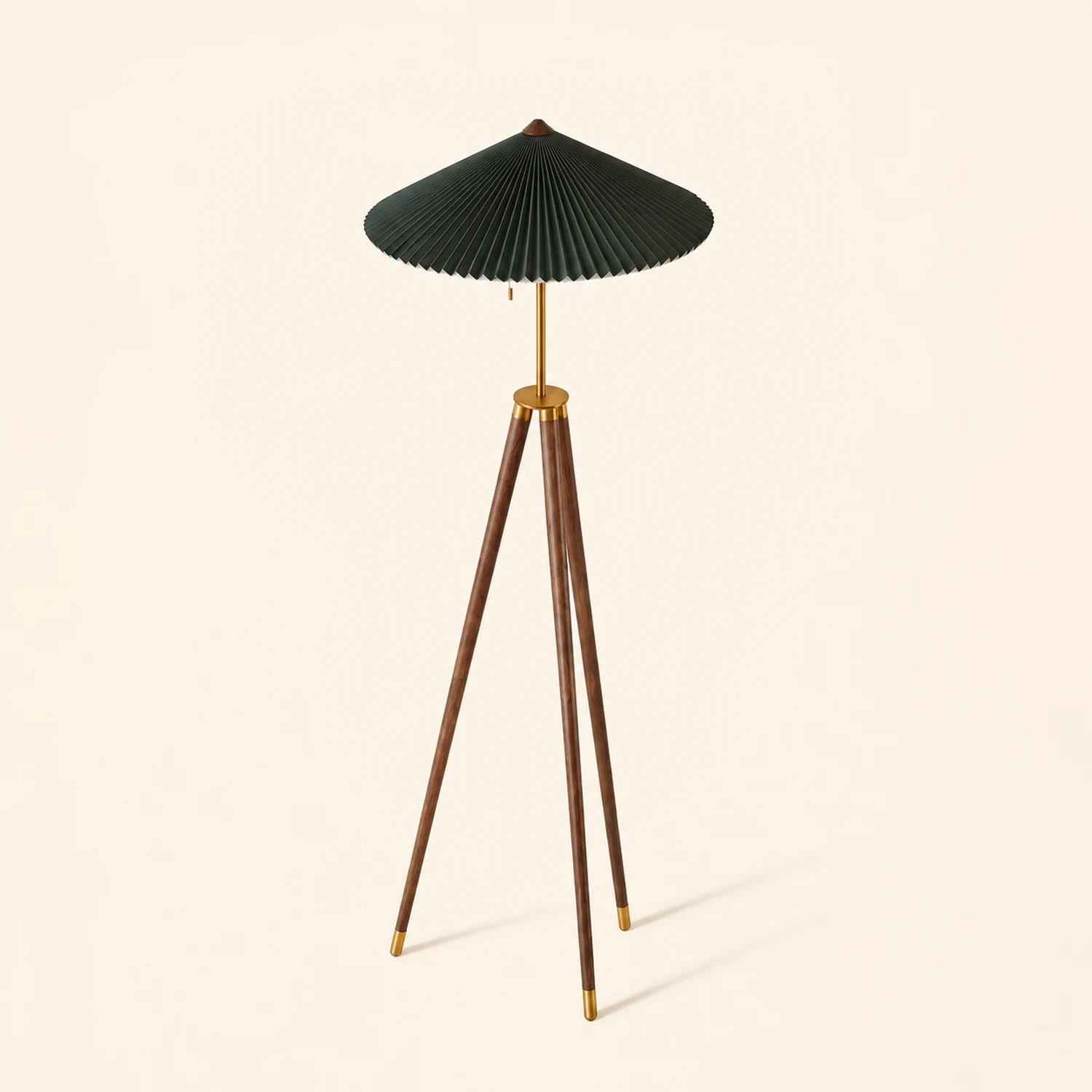 Ozawa Modern Pleated Tripod Wood Fabric Floor Lamp - Lumpaz