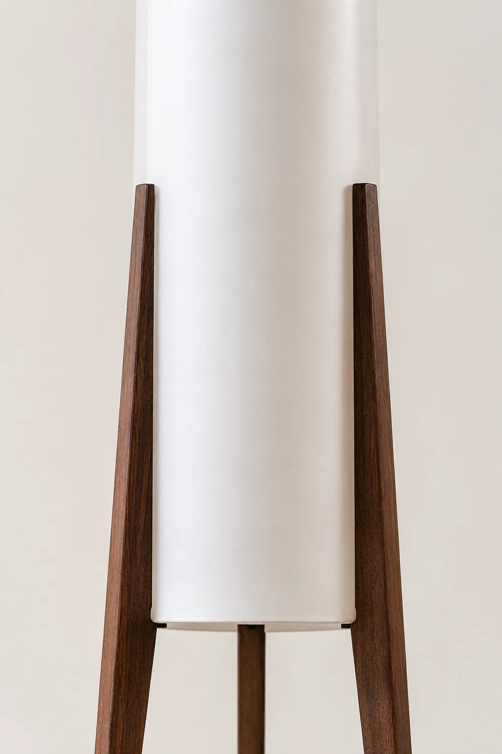 Ozawa Contemporary Cylinder Tripod Wood Glass Floor Lamp, Brown - Lumpaz
