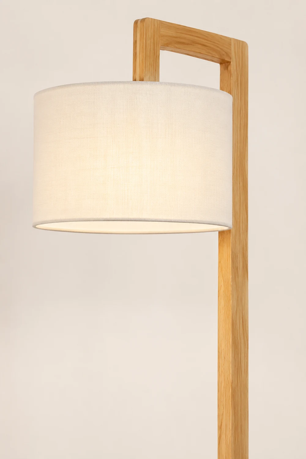 Ozawa Japanese Right Angle Arm Floor Lamp, Beige, Wood/Fabric - Lumpaz