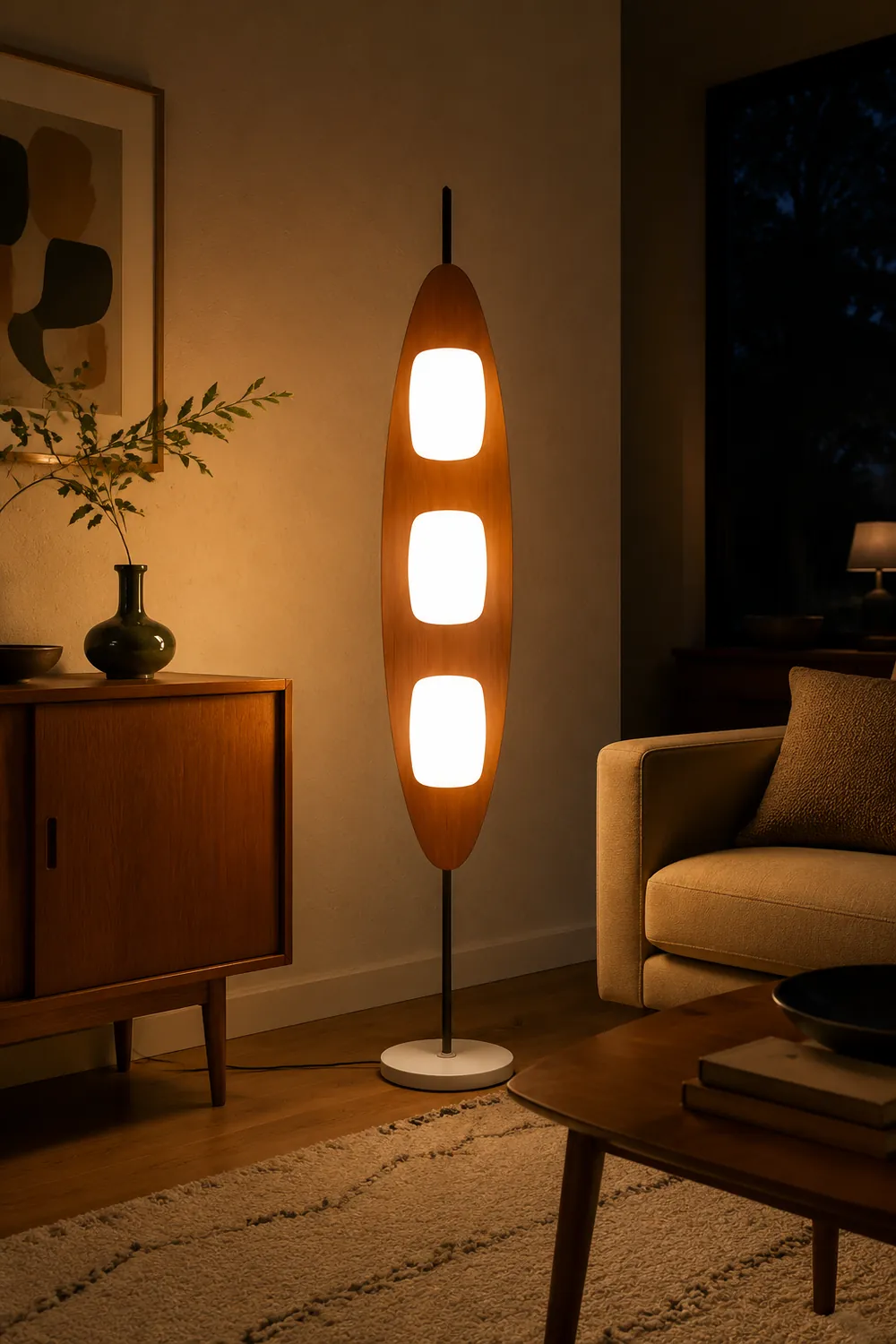 Salgado Leaf Shape Floor Lamp, Metal&Aryclic,Brown - Lumpaz