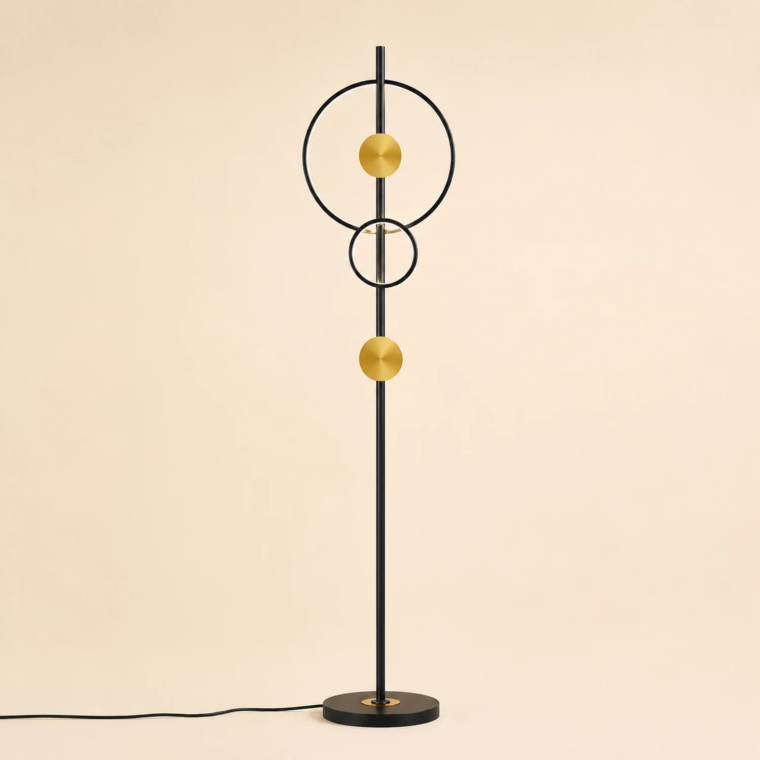 Arisha Modern Ring Design Floor Lamp, Black&Gold - Lumpaz