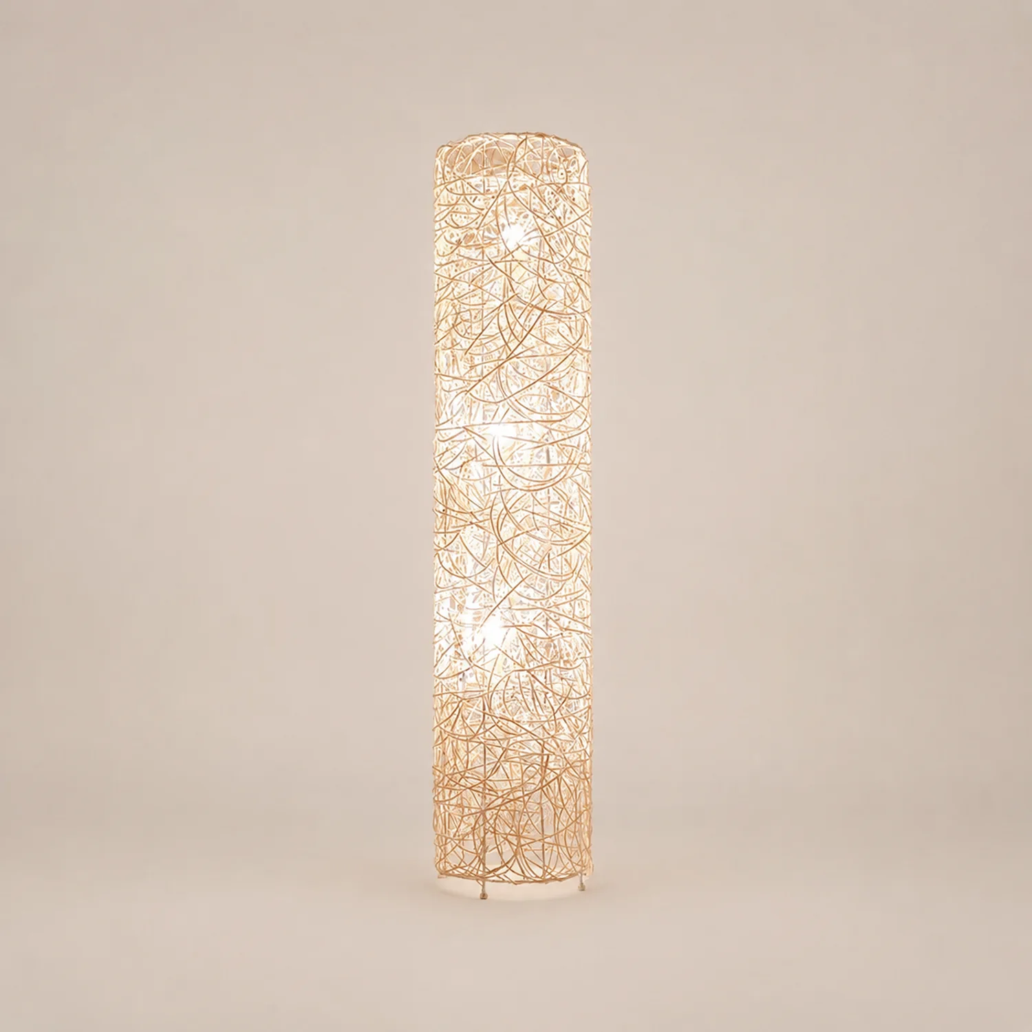 Ritta Retro Vase Wood Rattan Floor Lamp, White/Brown - Lumpaz