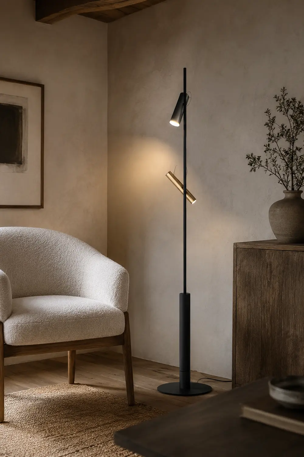 Freja Modern Linear double head Metal Silica Gel Floor Lamp - Lumpaz