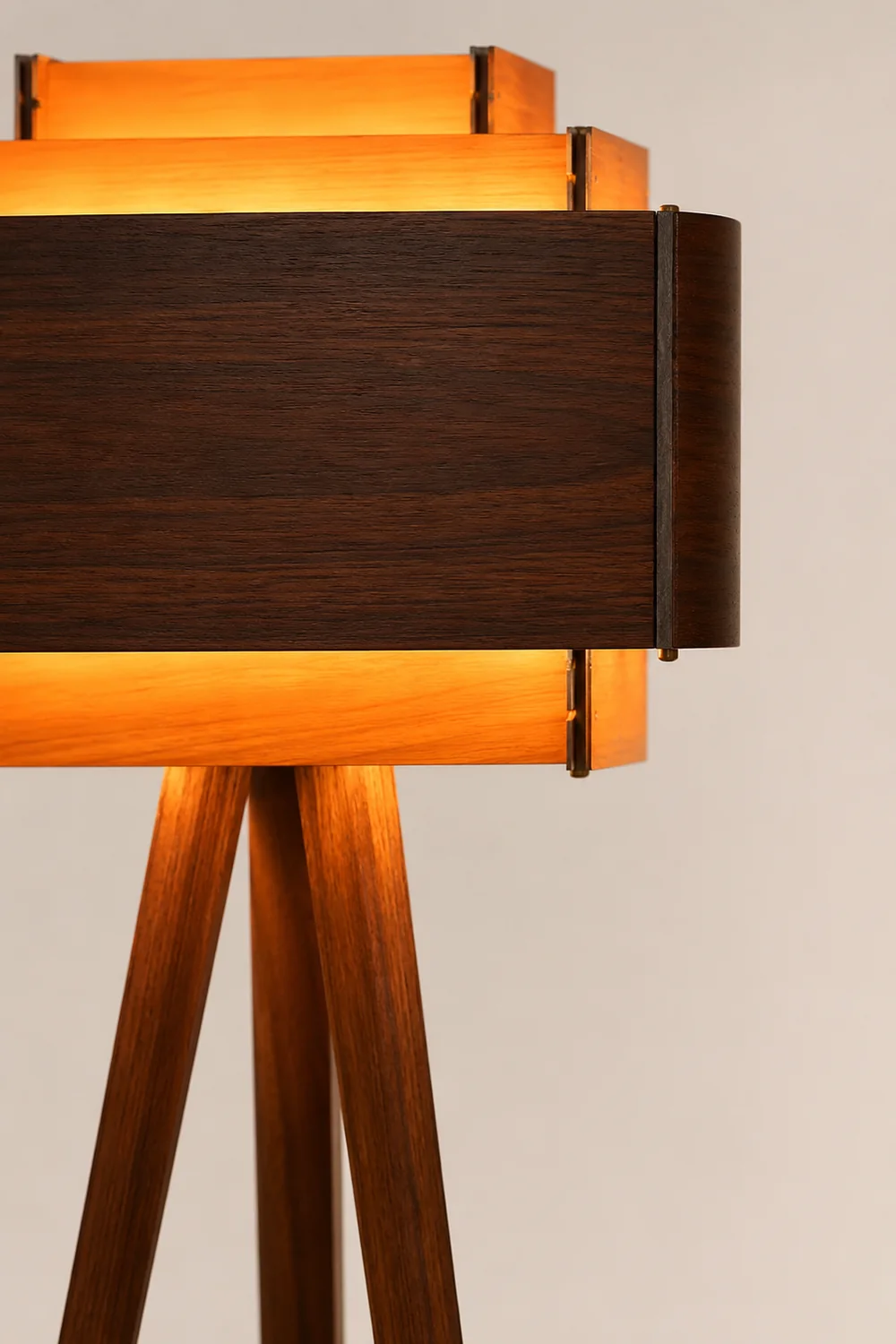 Ozawa Modern Cylinder Tripod Wood Floor Lamp, Brown - Lumpaz
