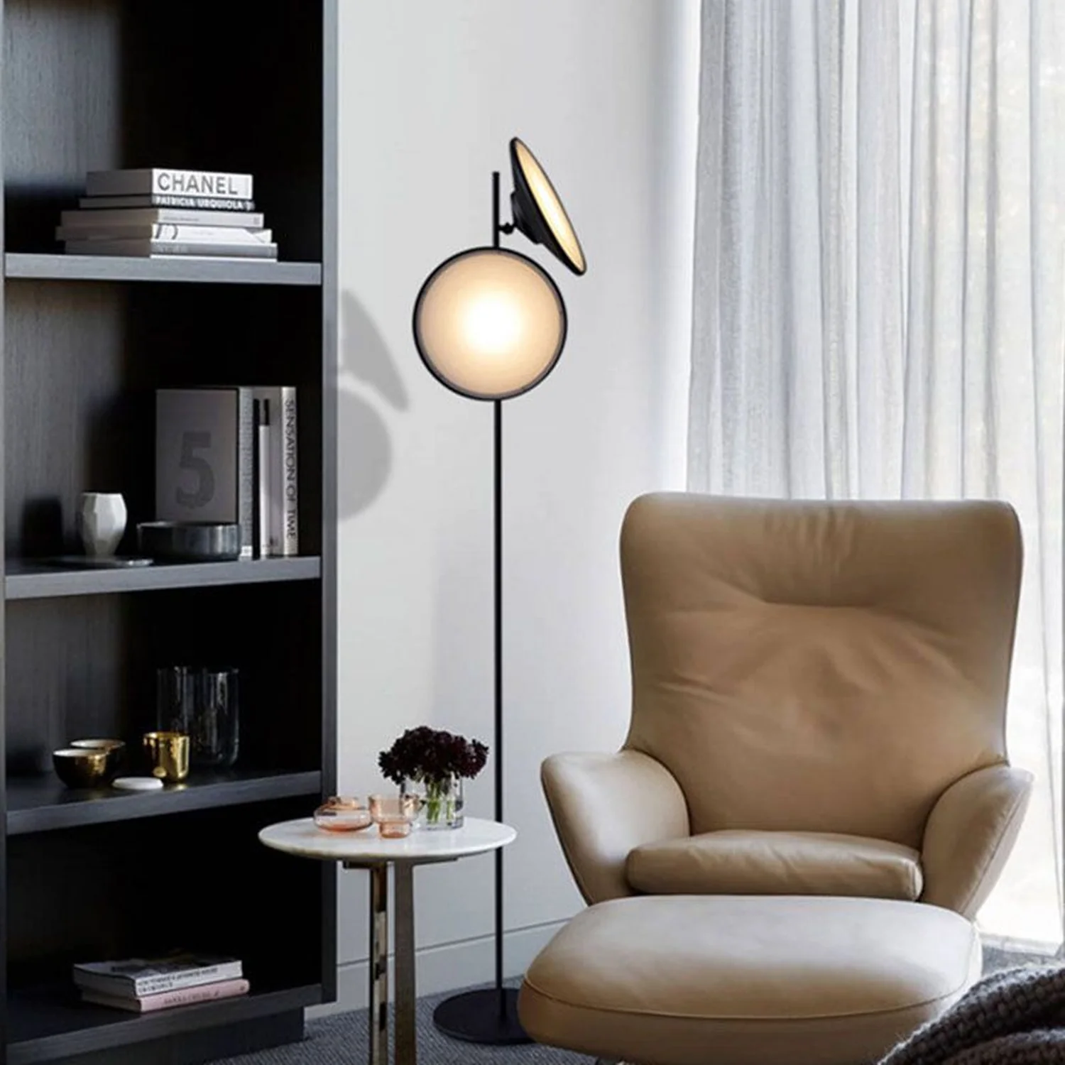 Salgado Trumpet Floor Lamp, Metal, Black, Living Room/Bedroom - Lumpaz
