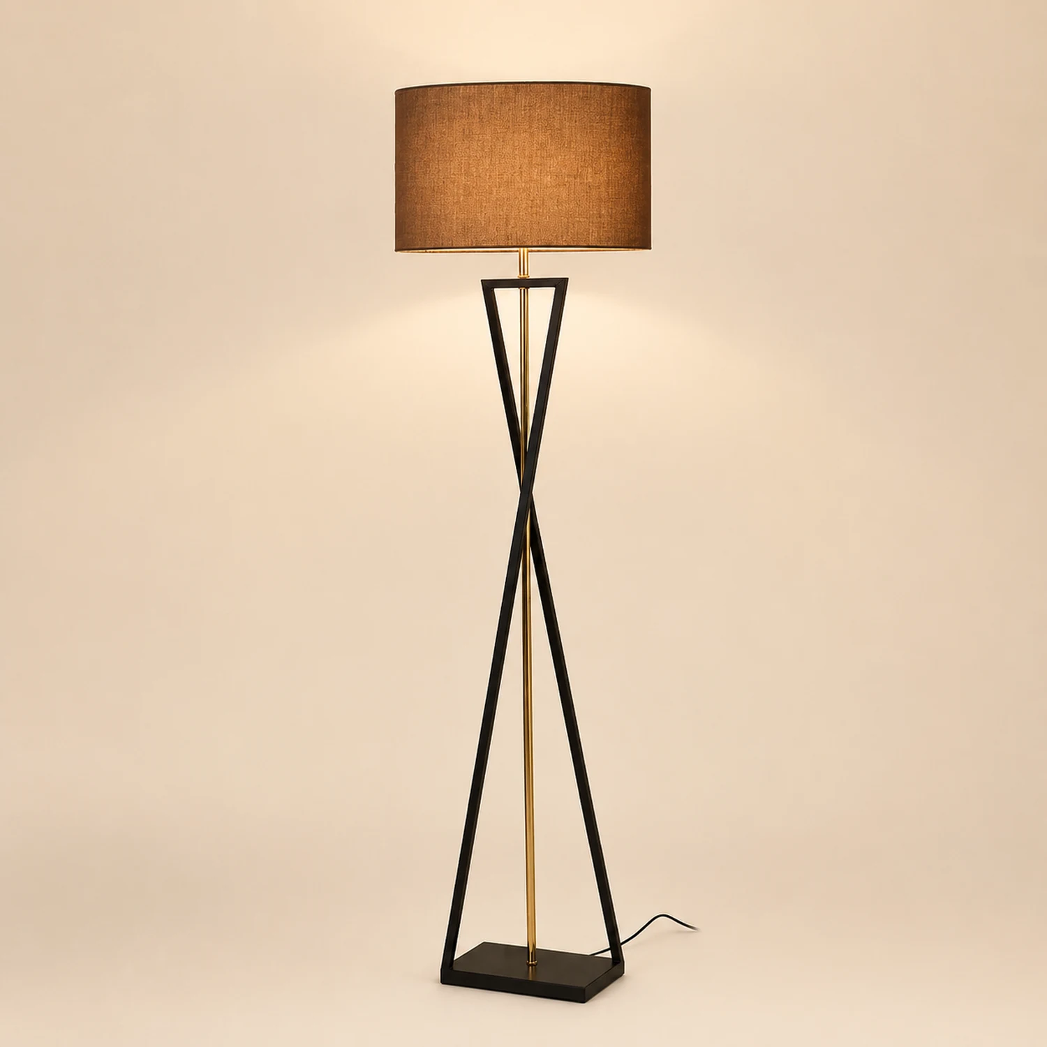 Eryn Retro Cylinder Tripod Metal  Fabric Multi Color Floor Lamp - Lumpaz