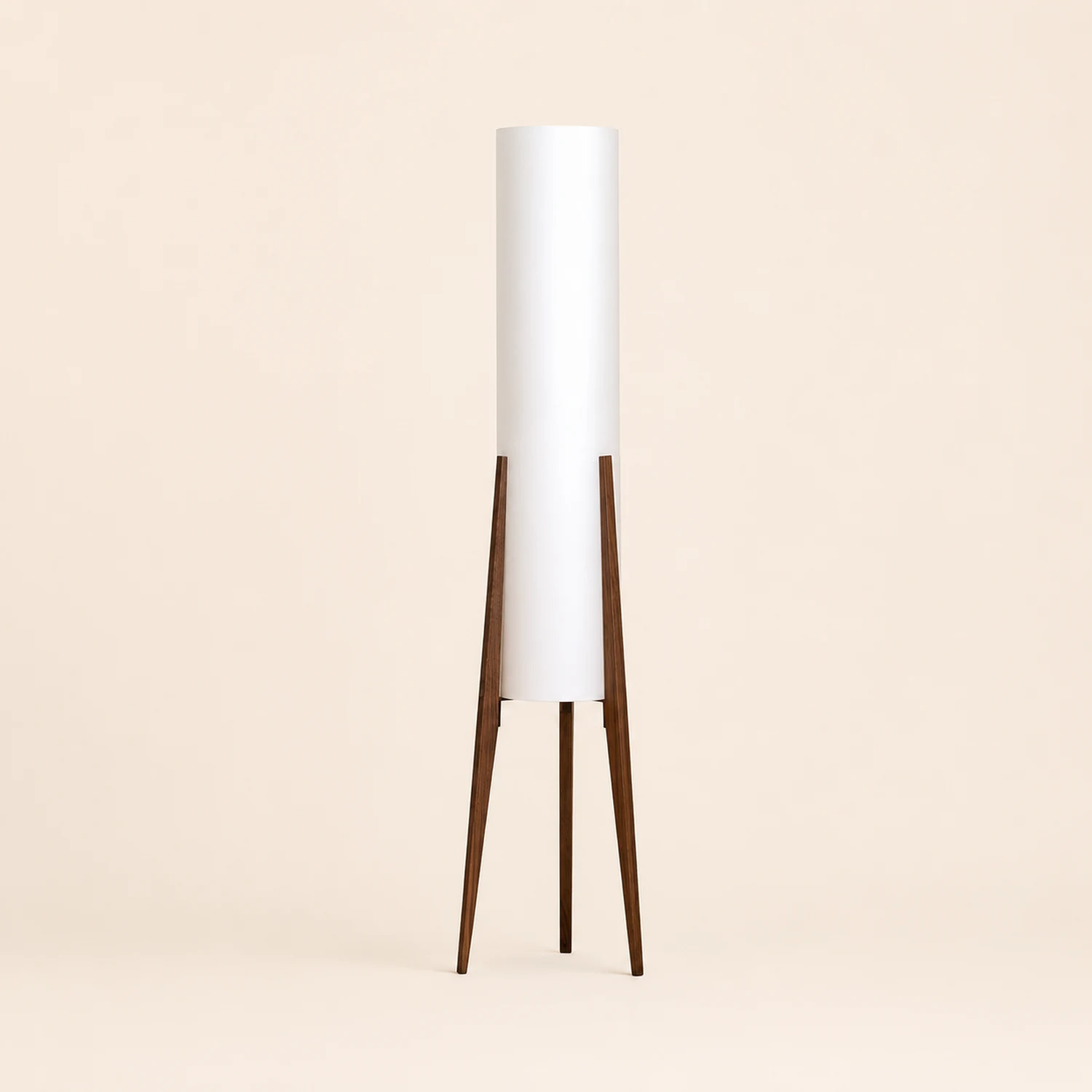 Ozawa Contemporary Cylinder Tripod Wood Glass Floor Lamp, Brown - Lumpaz