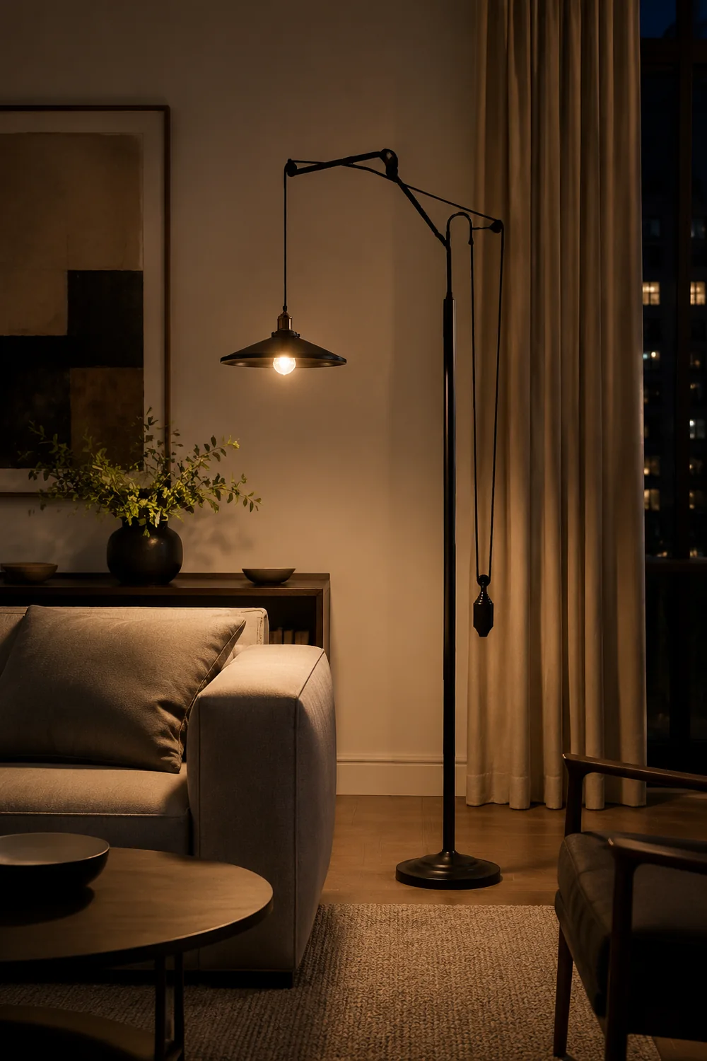 Alessio Modern Flared Shade Metal Floor Lamp, Black - Lumpaz
