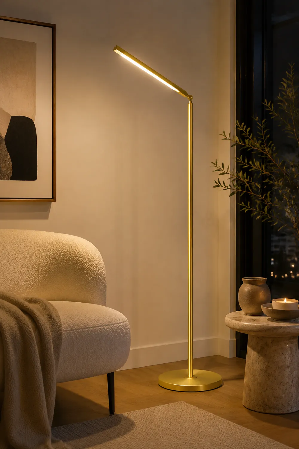 Edge Modern Linear Metal Acrylic Floor Lamp,Gold - Lumpaz