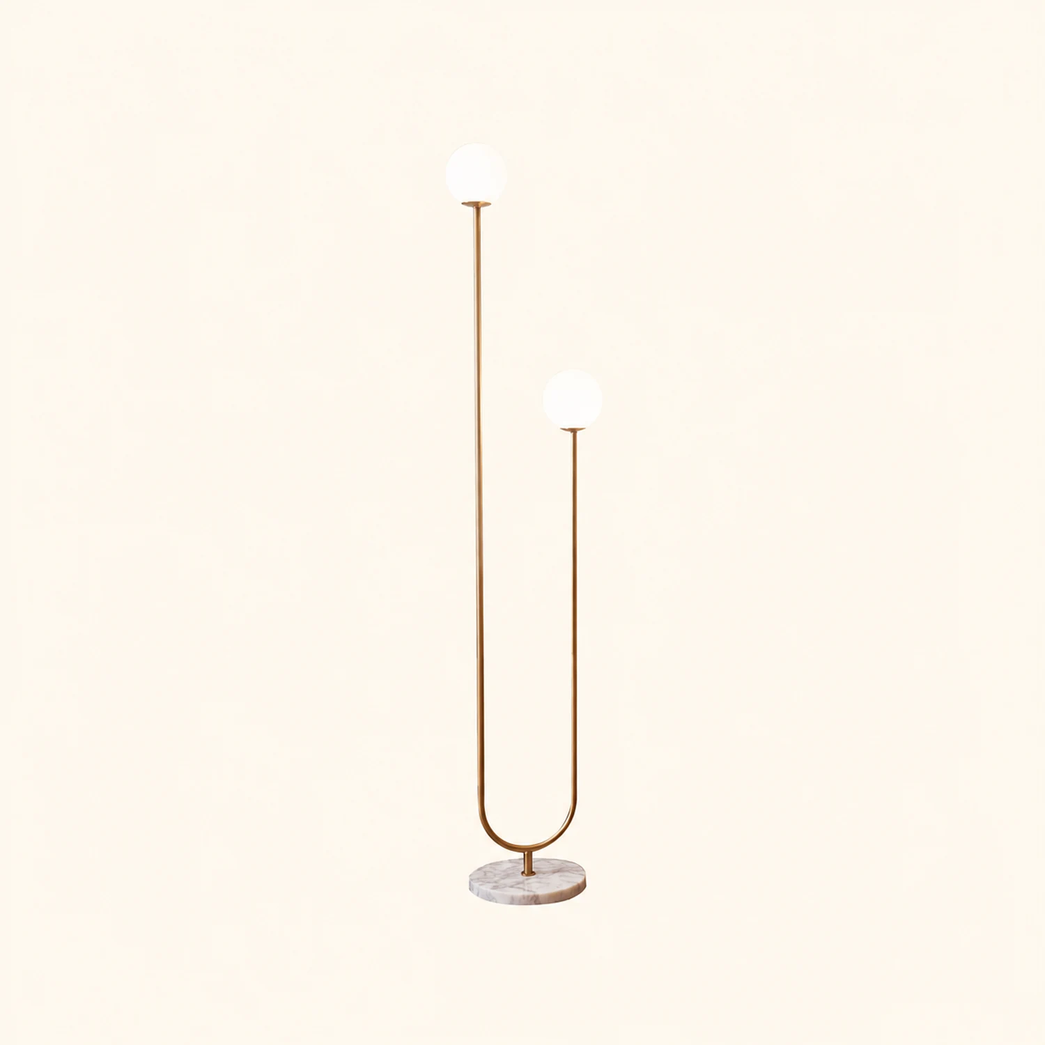 Valentina Modern U-shaped Metal/Glass Floor Lamp, Gold - Lumpaz