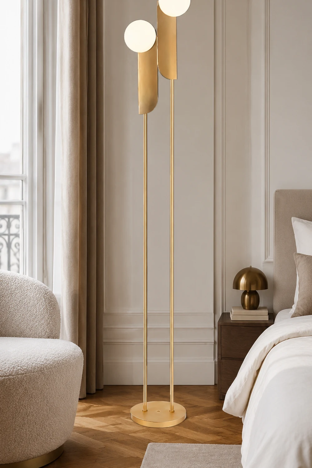 Salgado Minimalist Gold Floor Lamp, Metal, Living room - Lumpaz