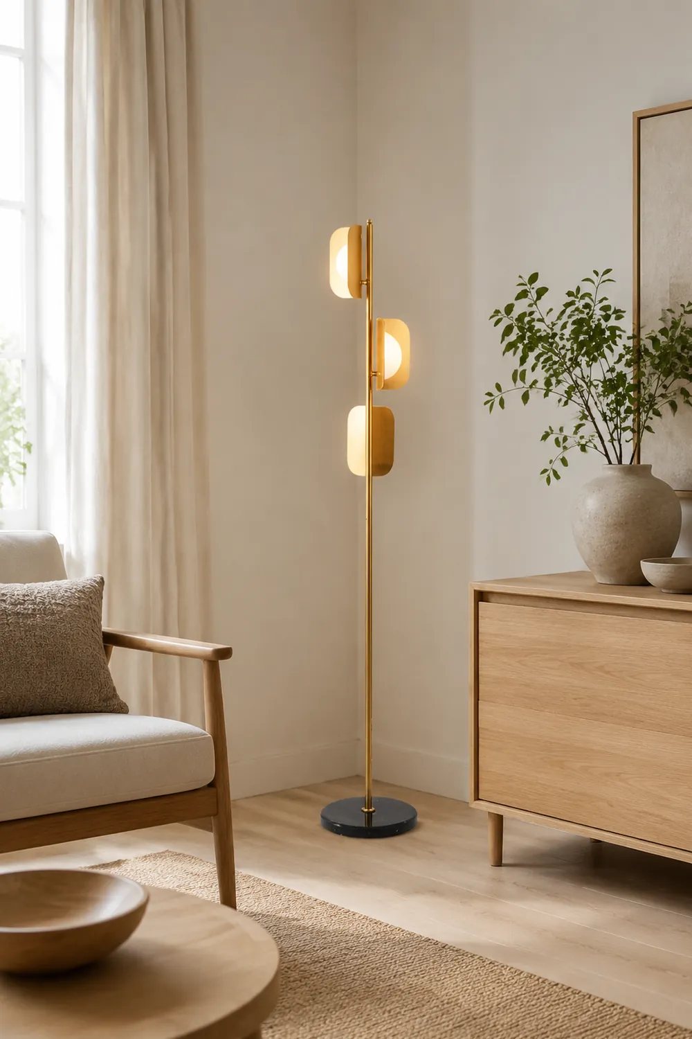 Salgado Simple Gold Floor Lamp, Metal, Living room - Lumpaz
